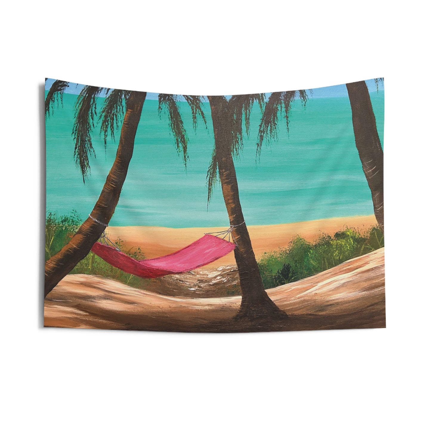 Wall Tapestry (Indoor) Featuring Hawaii Beach Hammock. Available in sizes from 32” x 26”-104” x 88”