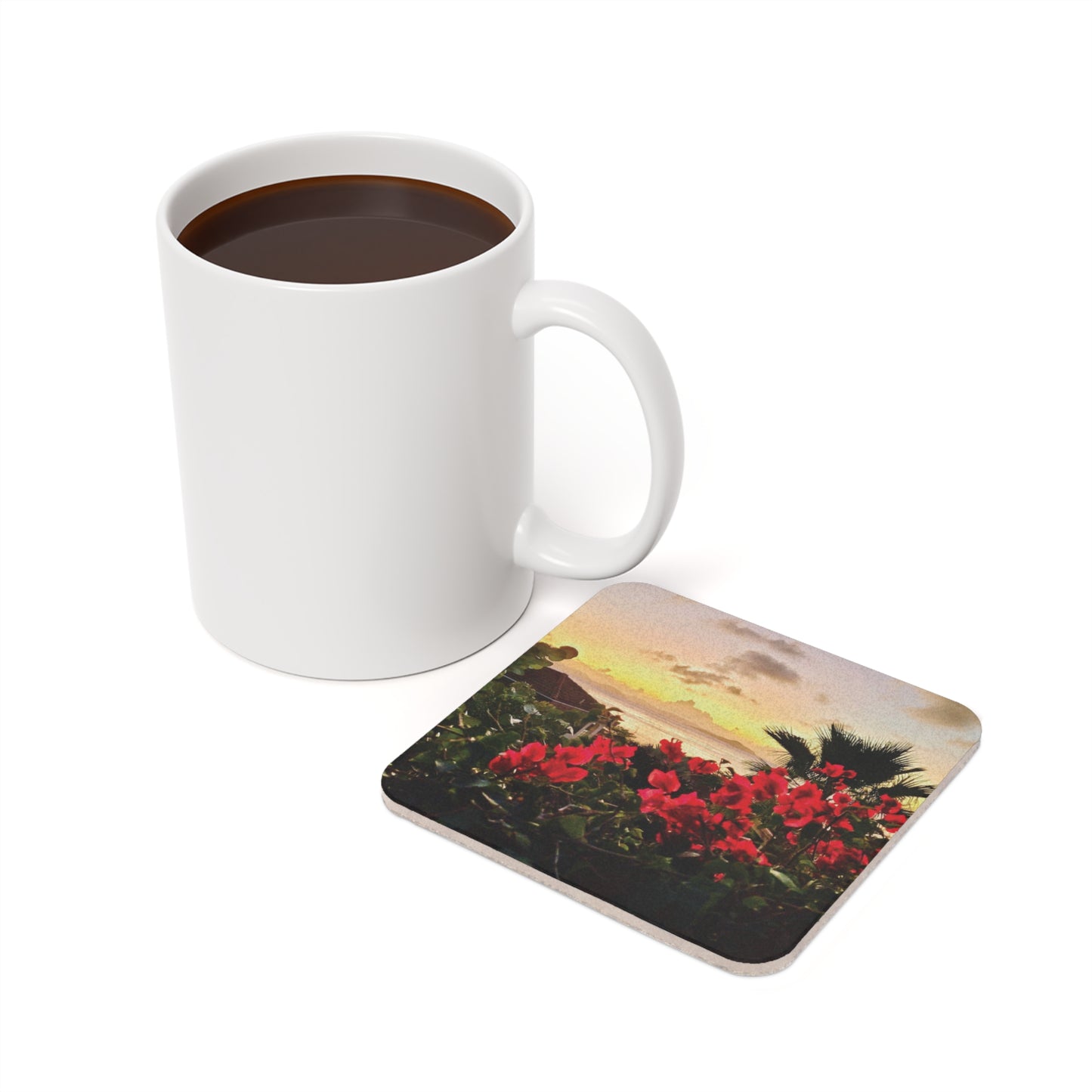 Island Sunset Cork Back Coaster