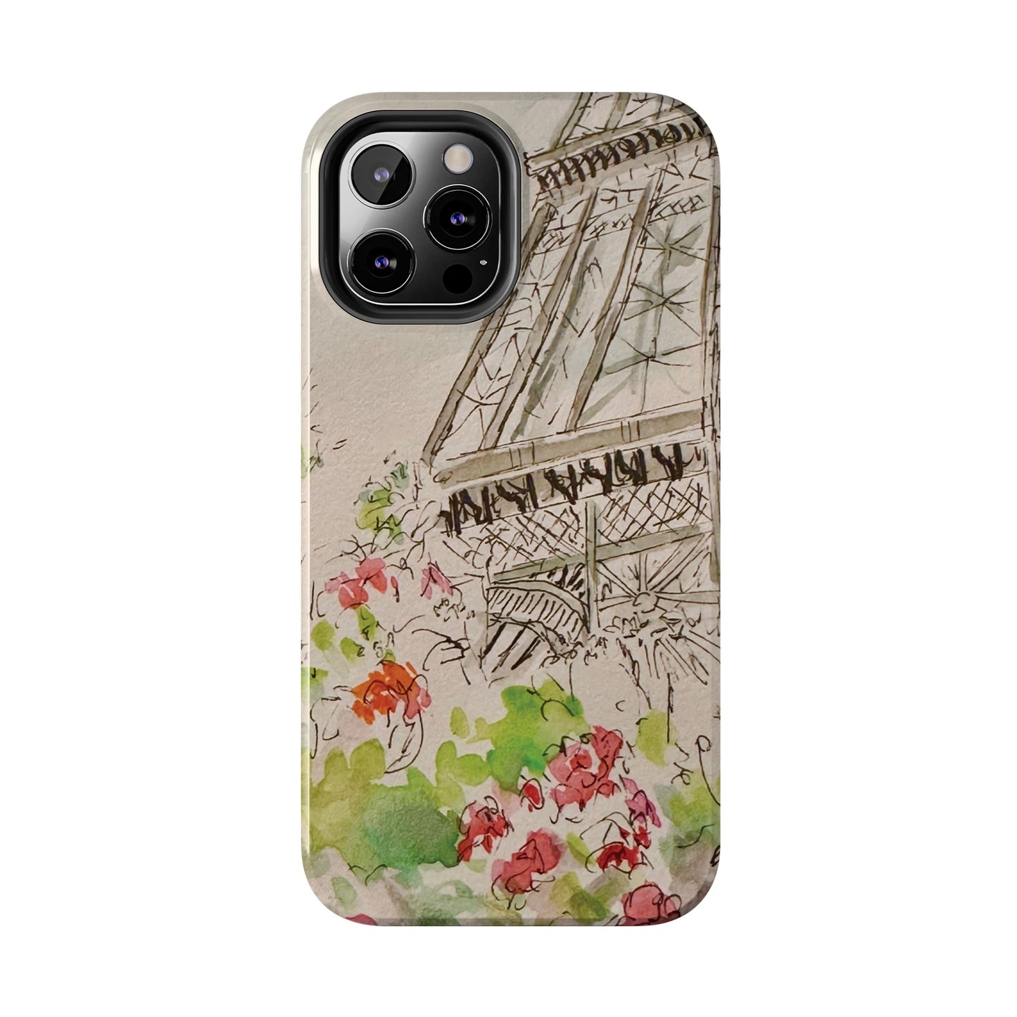 Eiffel Tower and Paris Flowers Phone Case for iPhone 15, 14, 13 and More
