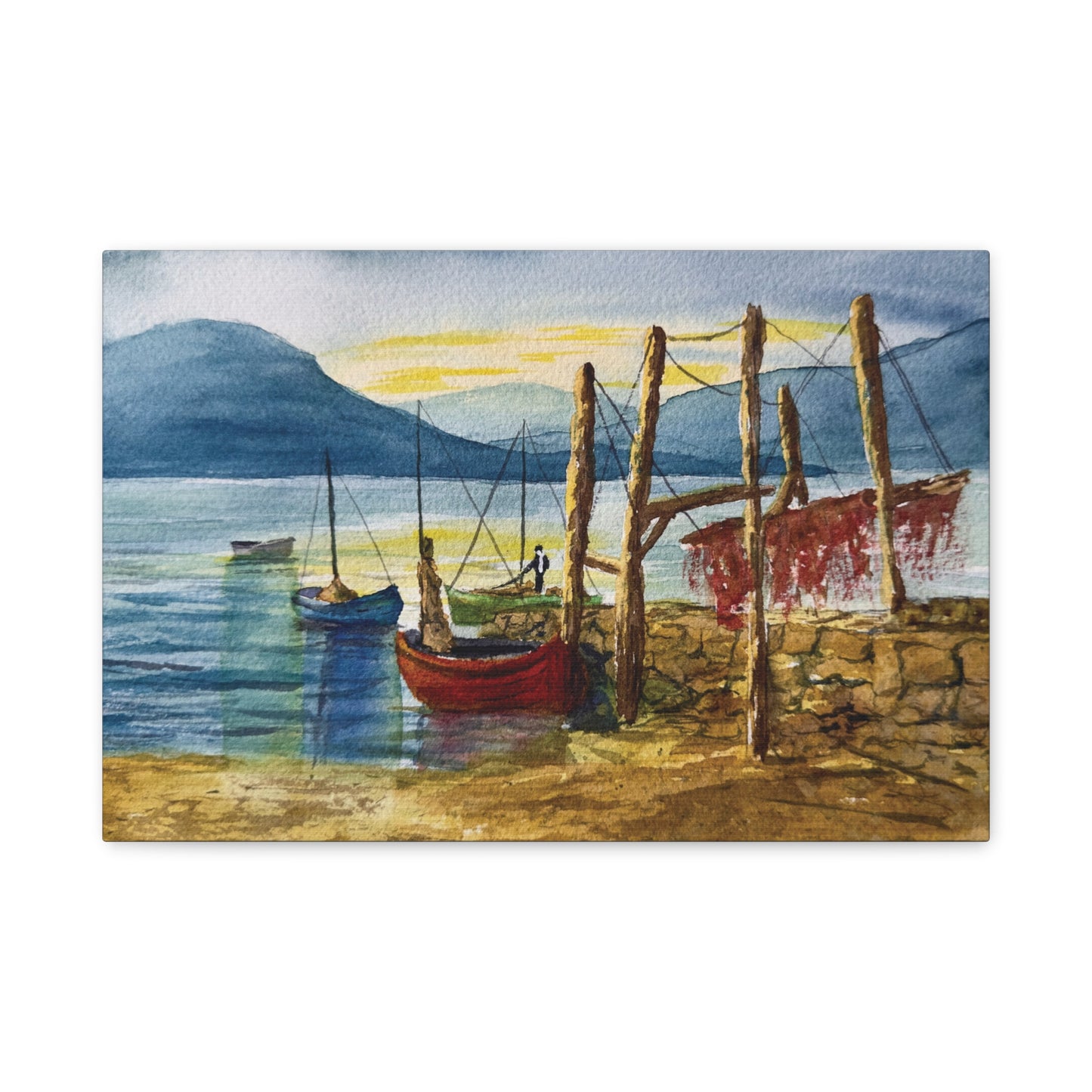 Morning Boats on the Loch Matte Canvas, Stretched, 1.25". Available in sizes from 10” x 8”-24” x 18”