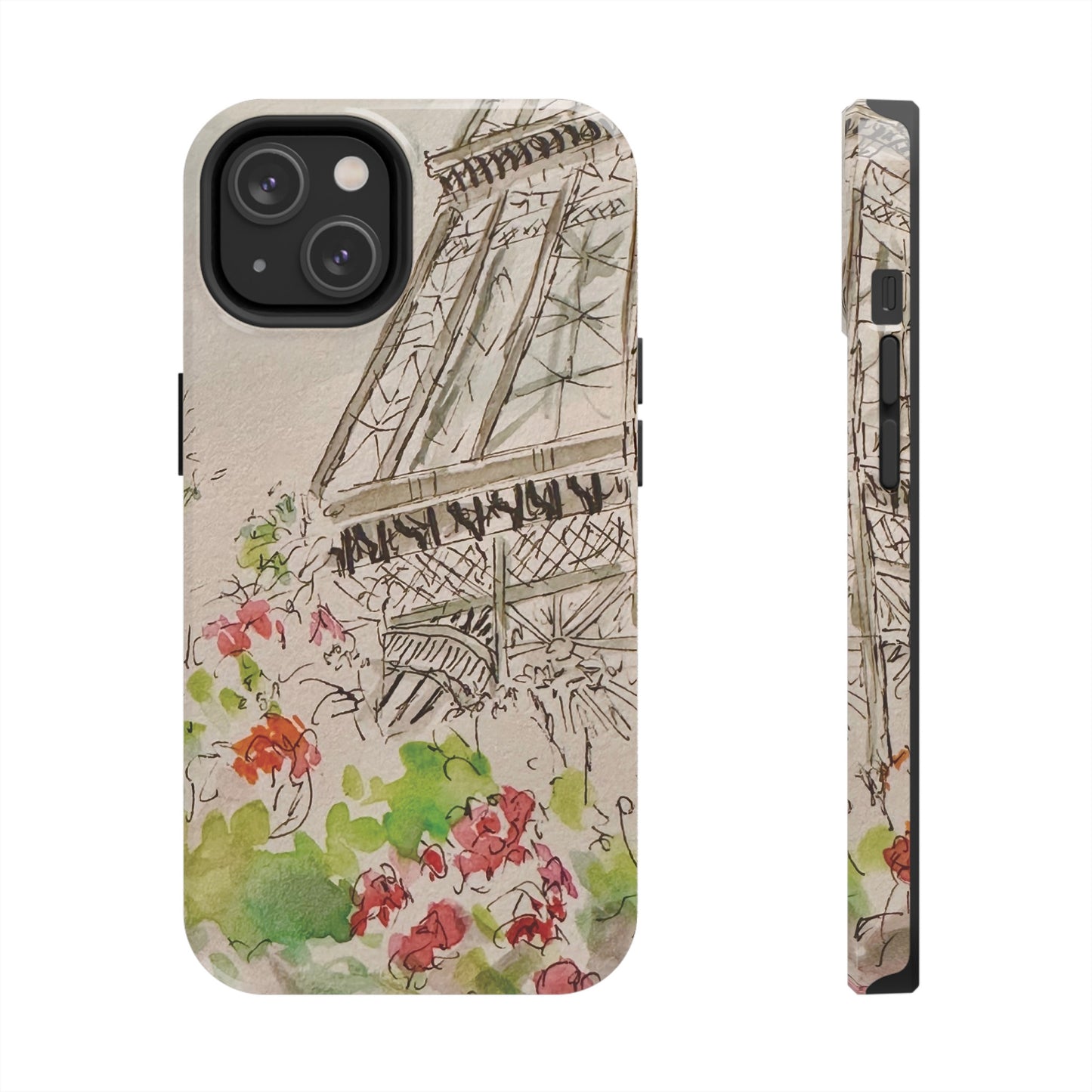Eiffel Tower and Paris Flowers Phone Case for iPhone 15, 14, 13 and More