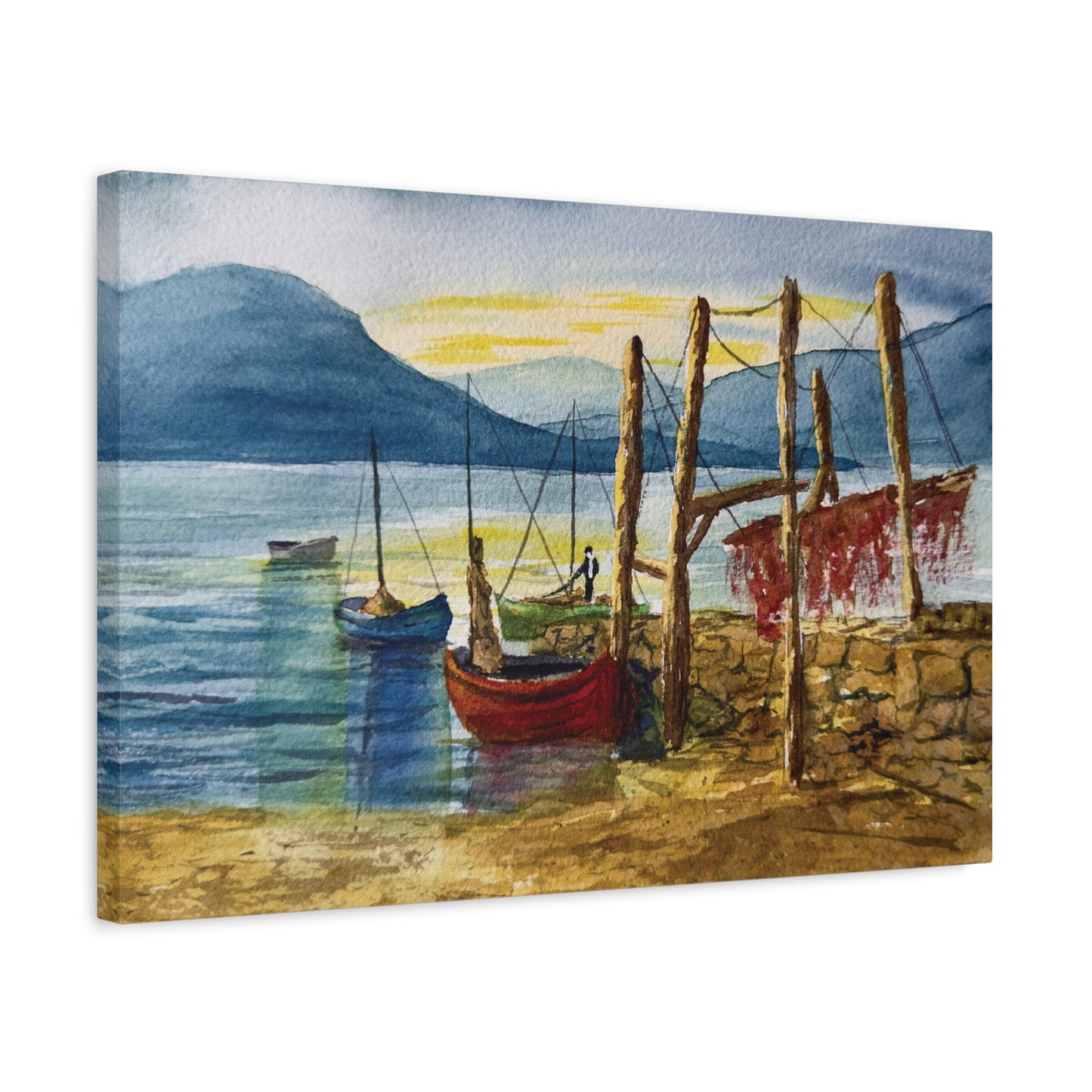 Morning Boats on the Loch Matte Canvas, Stretched, 1.25". Available in sizes from 10” x 8”-24” x 18”