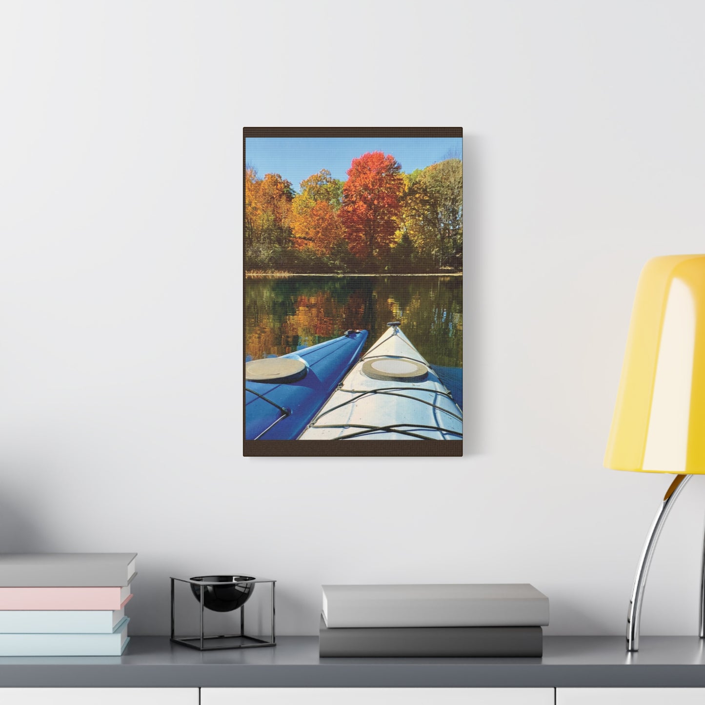 Happy Together Fall Kayaking Matte Canvas, Stretched, 1.25". Available in sizes from 8” x 10”-12” x 18”