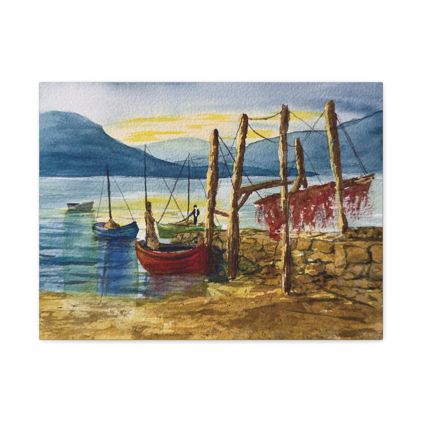 Morning Boats on the Loch Matte Canvas, Stretched, 1.25". Available in sizes from 10” x 8”-24” x 18”