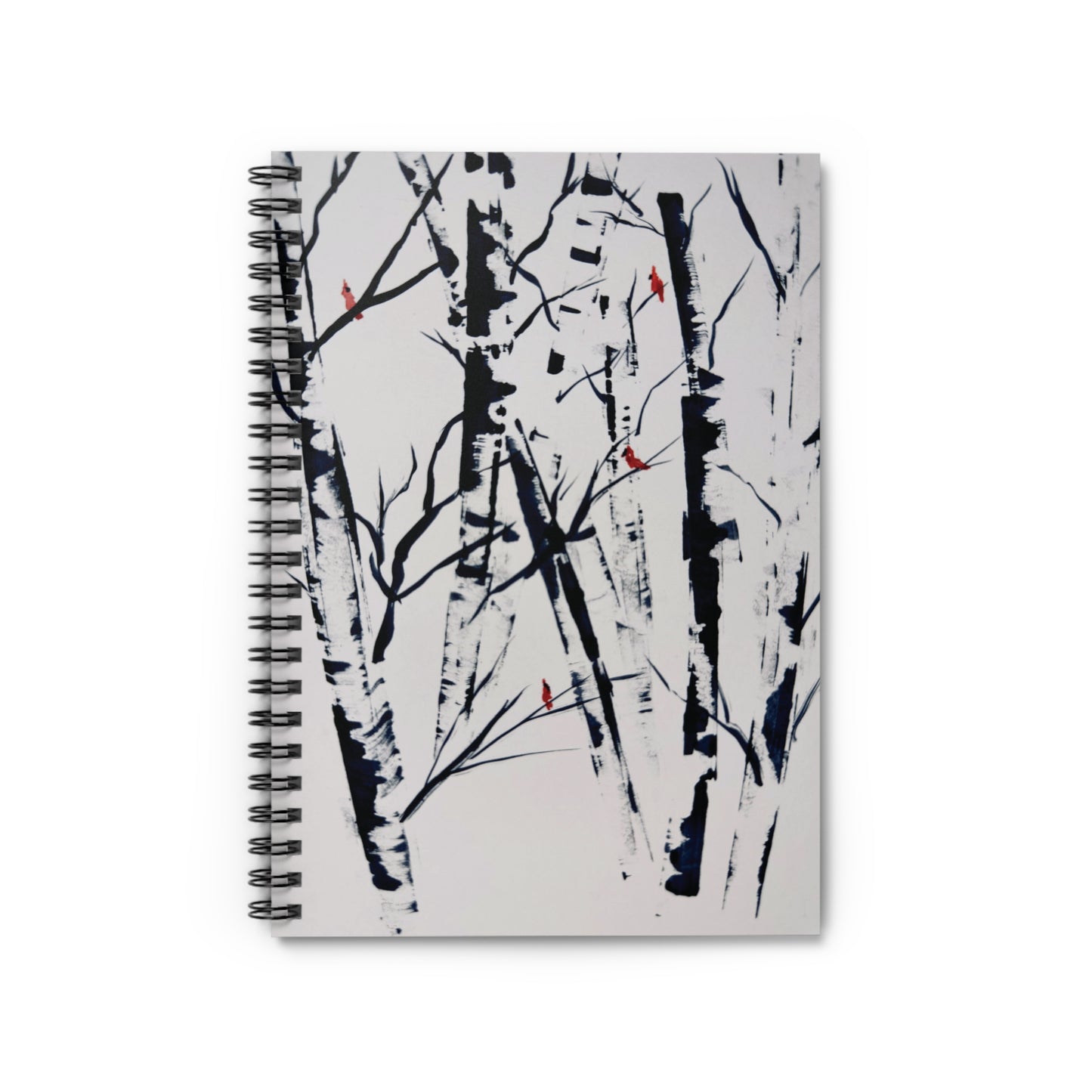 Cardinals and Birches Spiral Notebook - Ruled Line