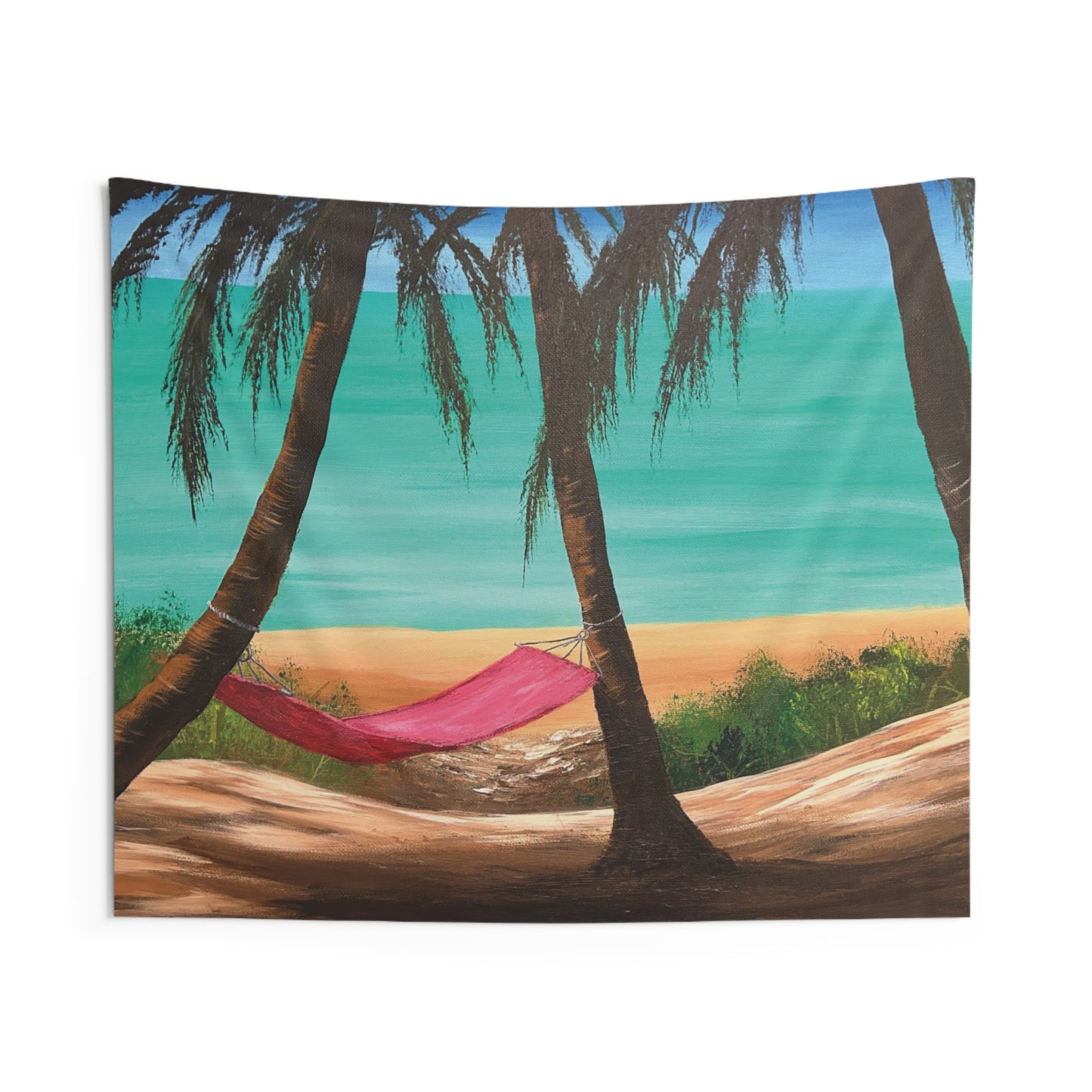 Wall Tapestry (Indoor) Featuring Hawaii Beach Hammock. Available in sizes from 32” x 26”-104” x 88”