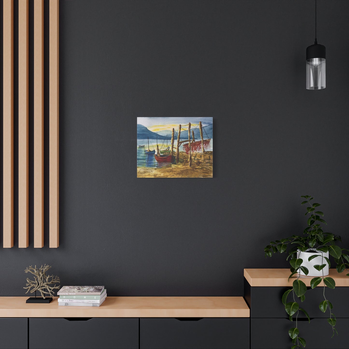 Morning Boats on the Loch Matte Canvas, Stretched, 1.25". Available in sizes from 10” x 8”-24” x 18”