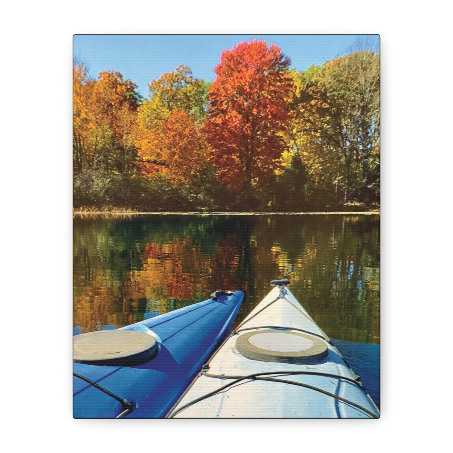 Happy Together Fall Kayaking Matte Canvas, Stretched, 1.25". Available in sizes from 8” x 10”-12” x 18”