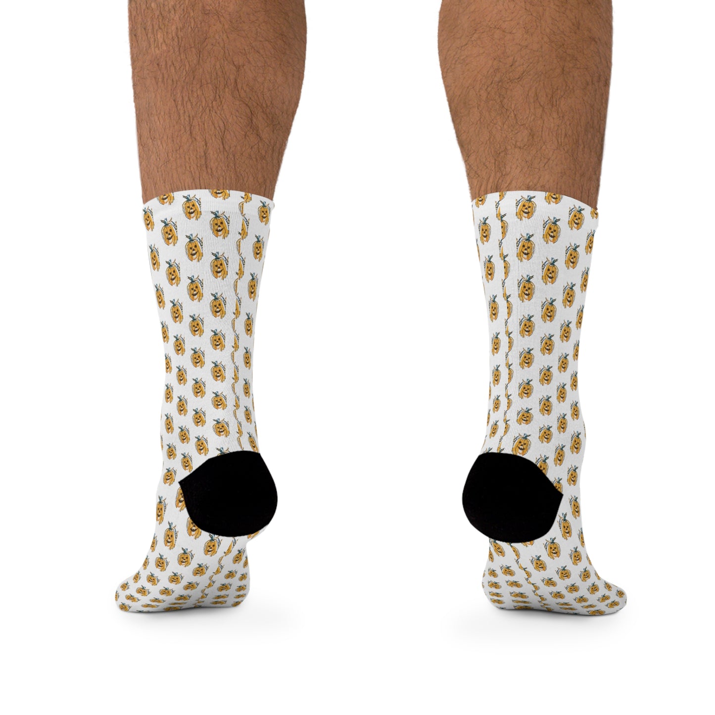 Fall Themed Recycled Poly Socks Featuring Cute Pumpkin Face Design
