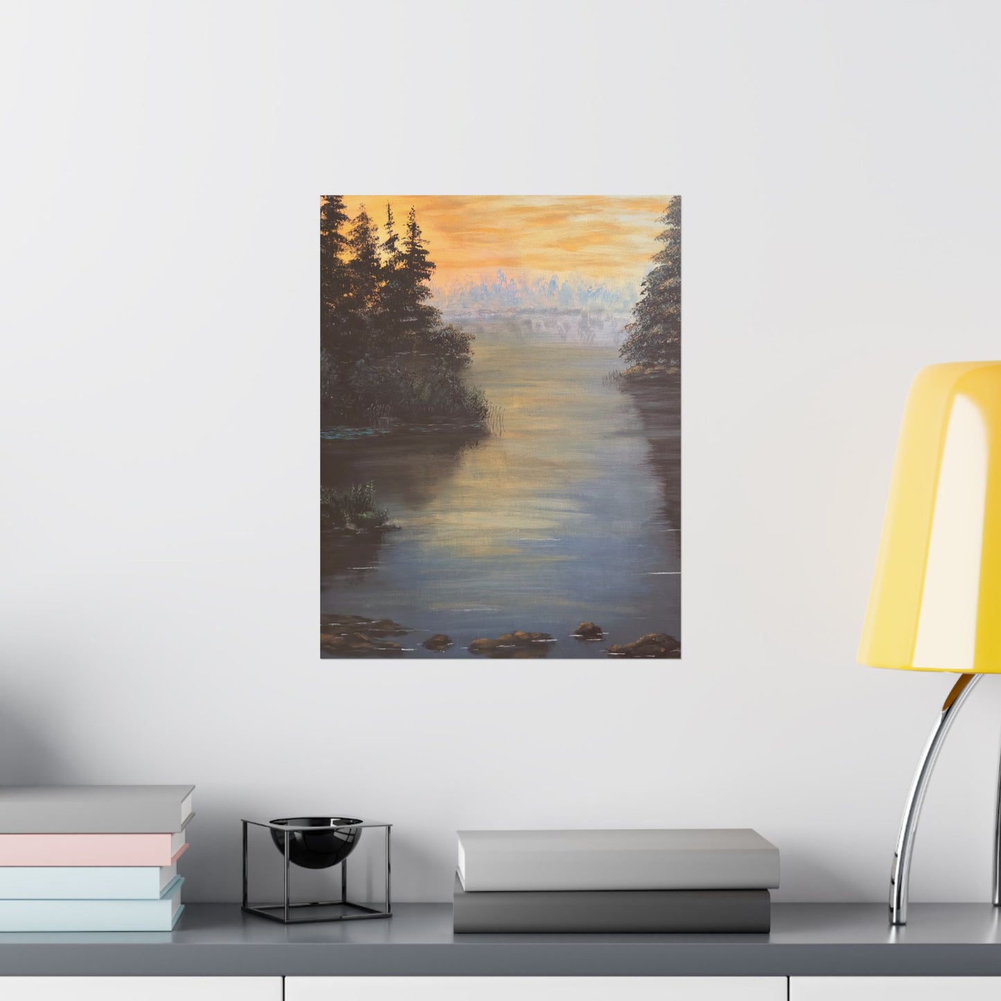 Peaceful Northwoods Lake Matte Vertical Poster. Available in sizes from 8” x 10”-20” x 24”