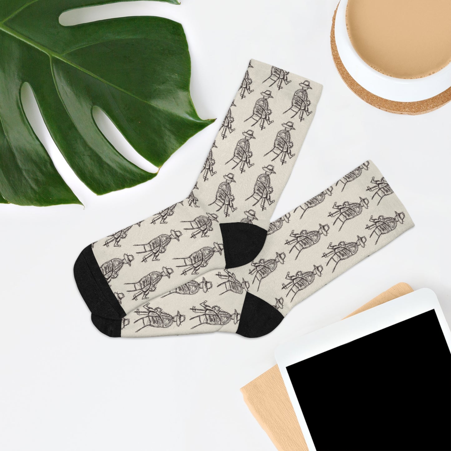 Recycled Poly Socks Featuring Art Dude (Cream)