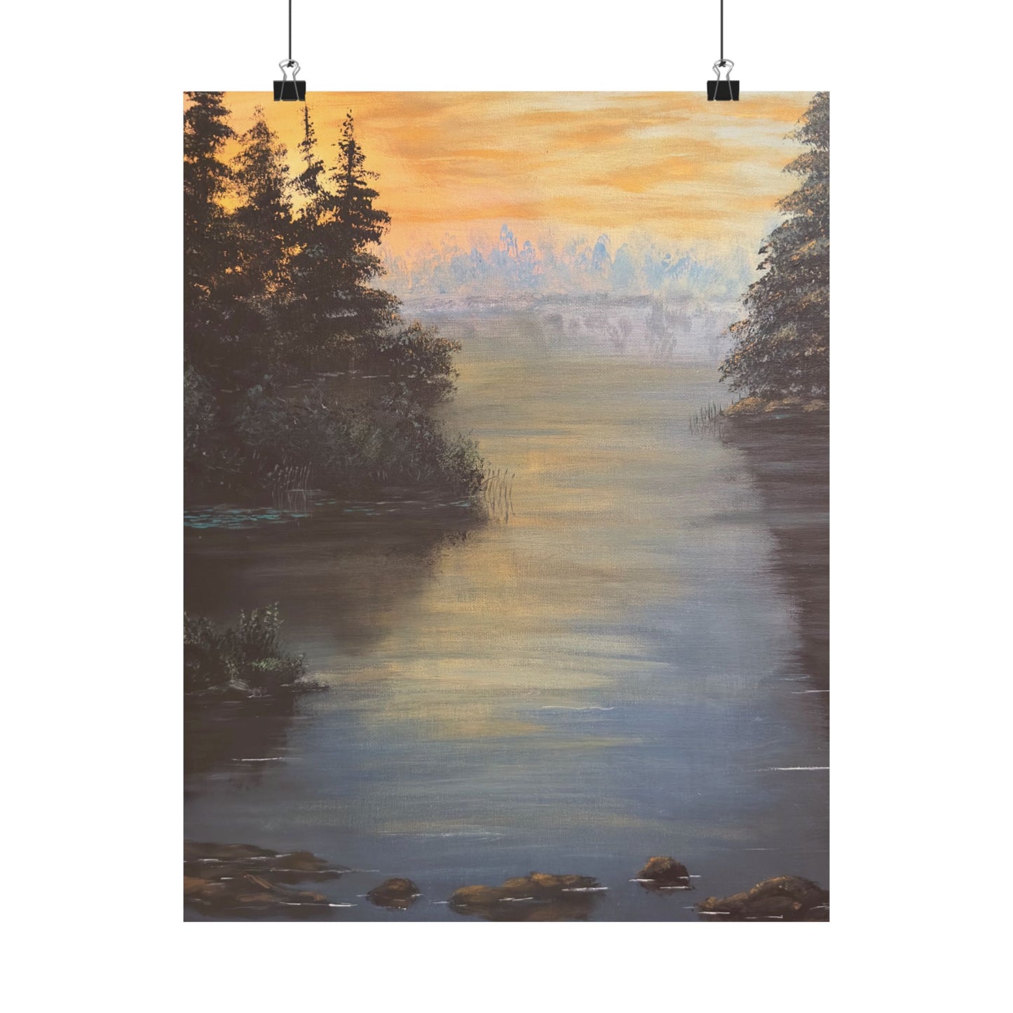 Peaceful Northwoods Lake Matte Vertical Poster. Available in sizes from 8” x 10”-20” x 24”