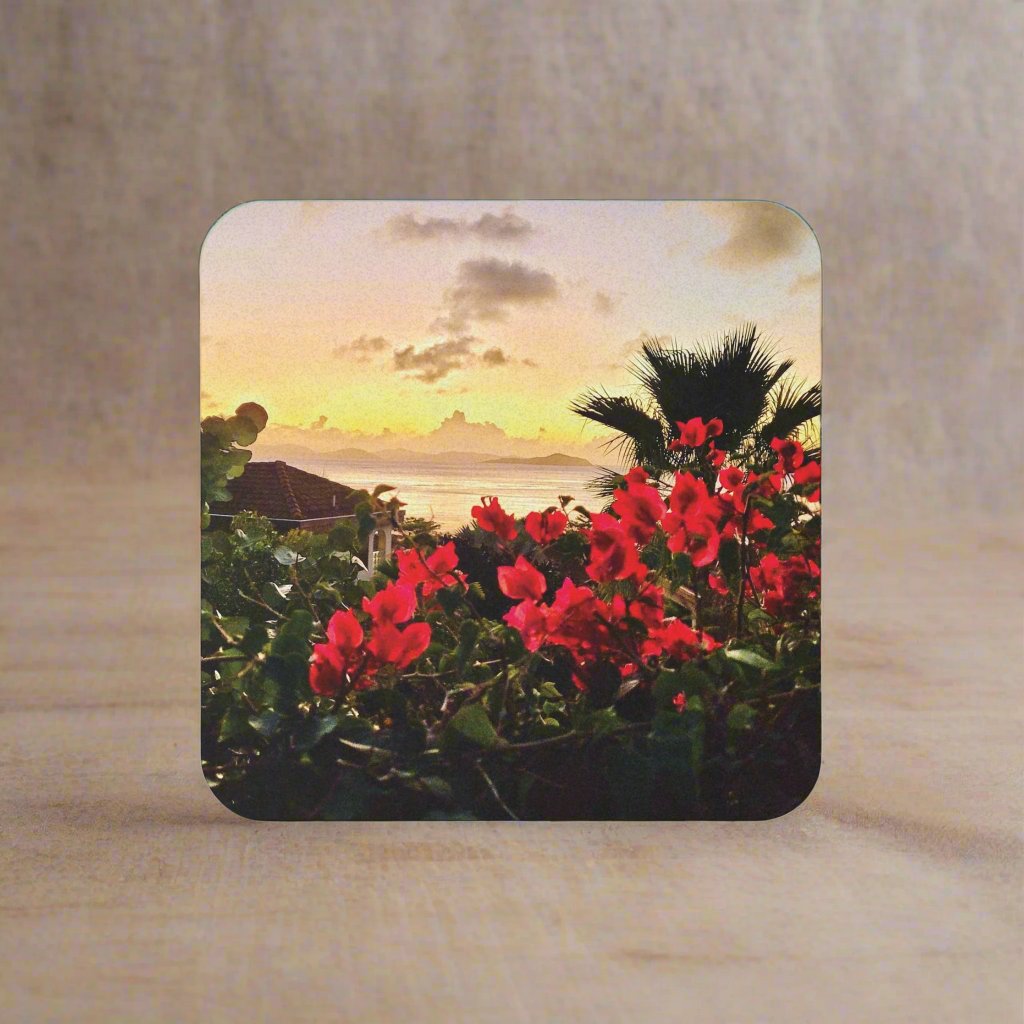 Island Sunset Cork Back Coaster