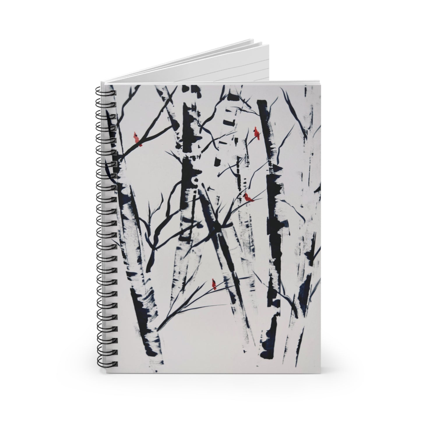 Cardinals and Birches Spiral Notebook - Ruled Line