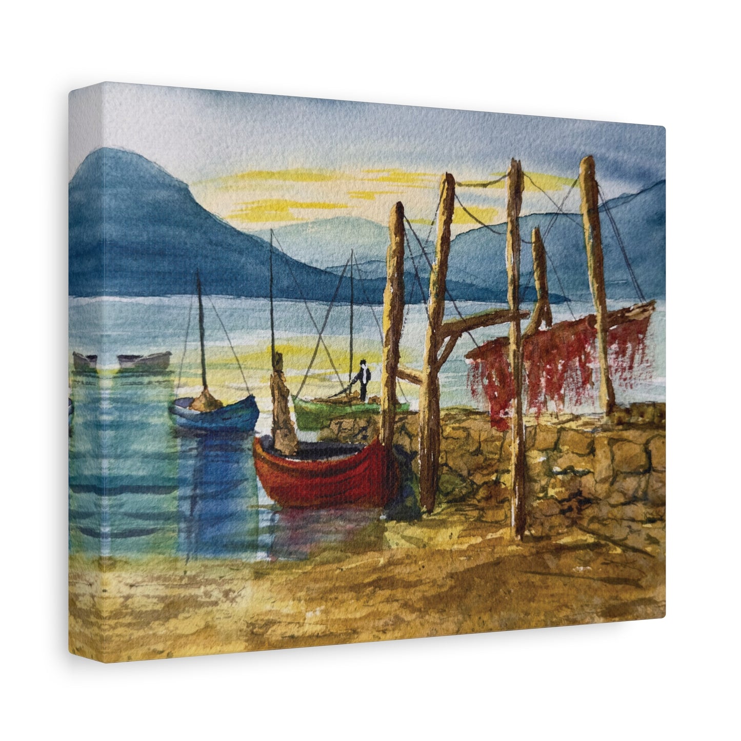 Morning Boats on the Loch Matte Canvas, Stretched, 1.25". Available in sizes from 10” x 8”-24” x 18”