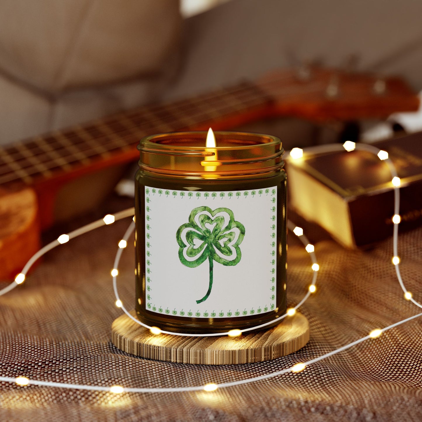 Irish Proud Lucky Shamrock Candles, Coconut Apricot Wax (4oz, 9oz)