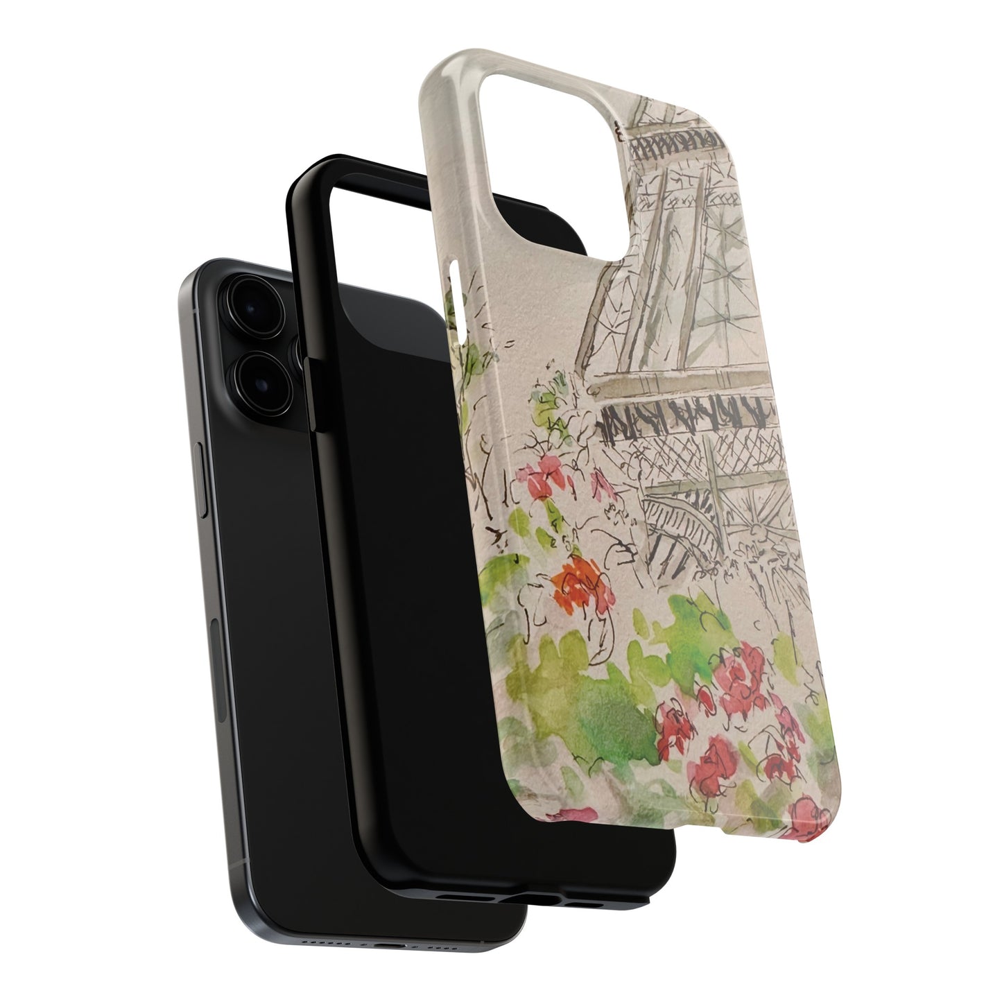 Eiffel Tower and Paris Flowers Phone Case for iPhone 15, 14, 13 and More