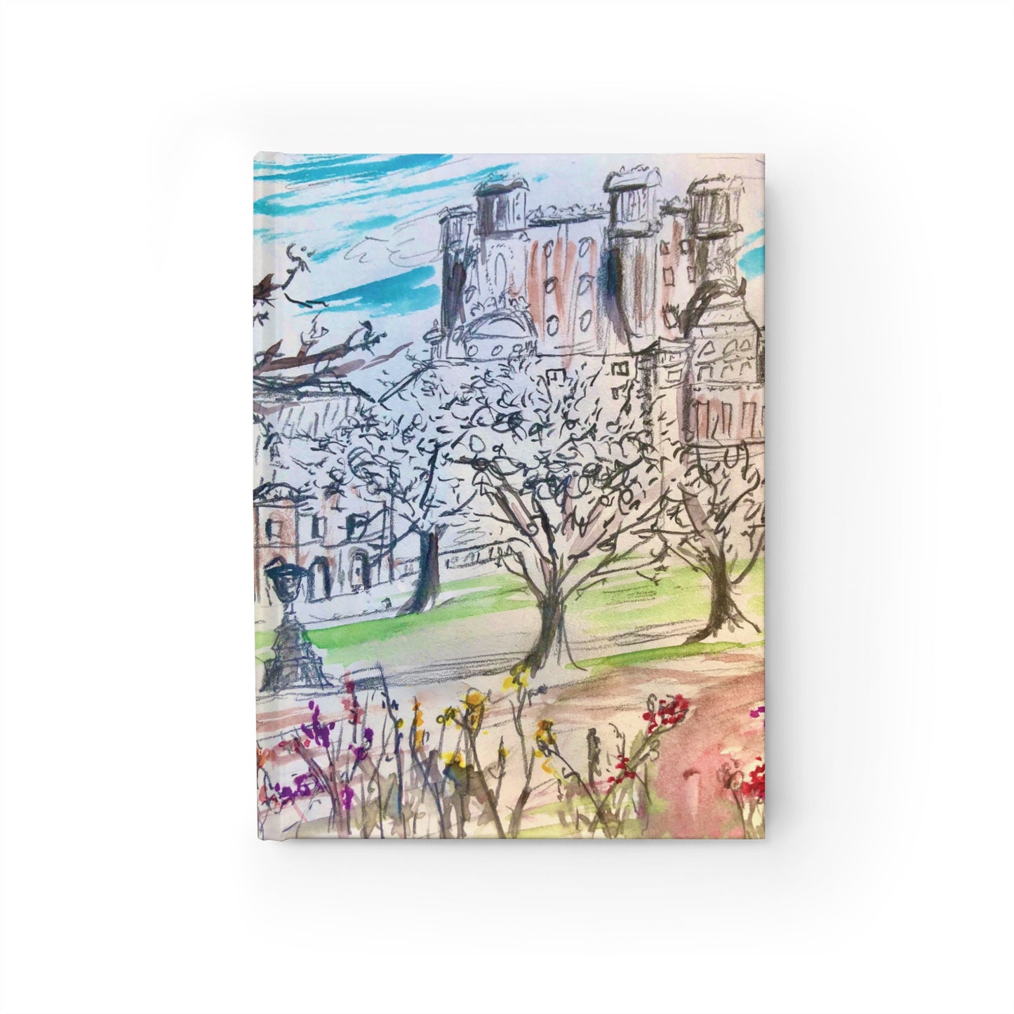 Whimsical Watercolor Louvre Museum, Paris Hardcover Lined Journal, Matte