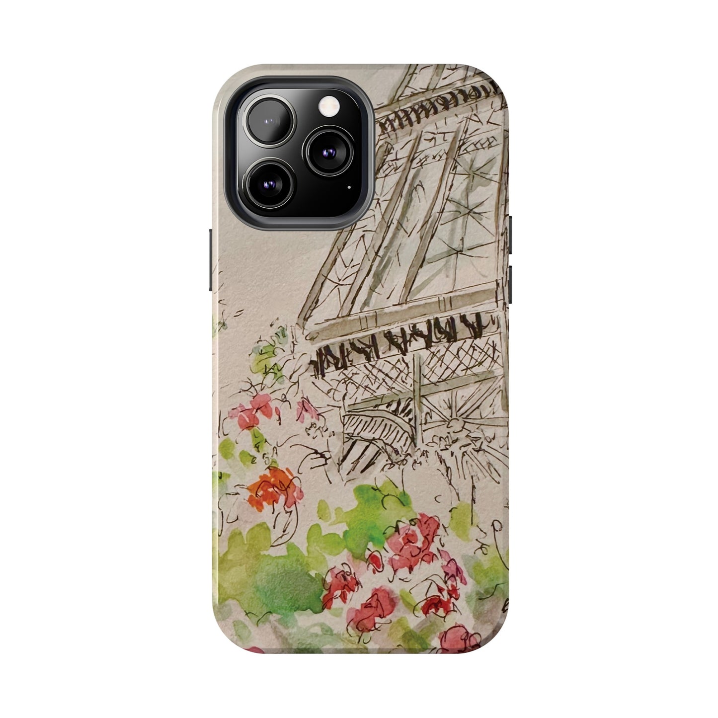 Eiffel Tower and Paris Flowers Phone Case for iPhone 15, 14, 13 and More