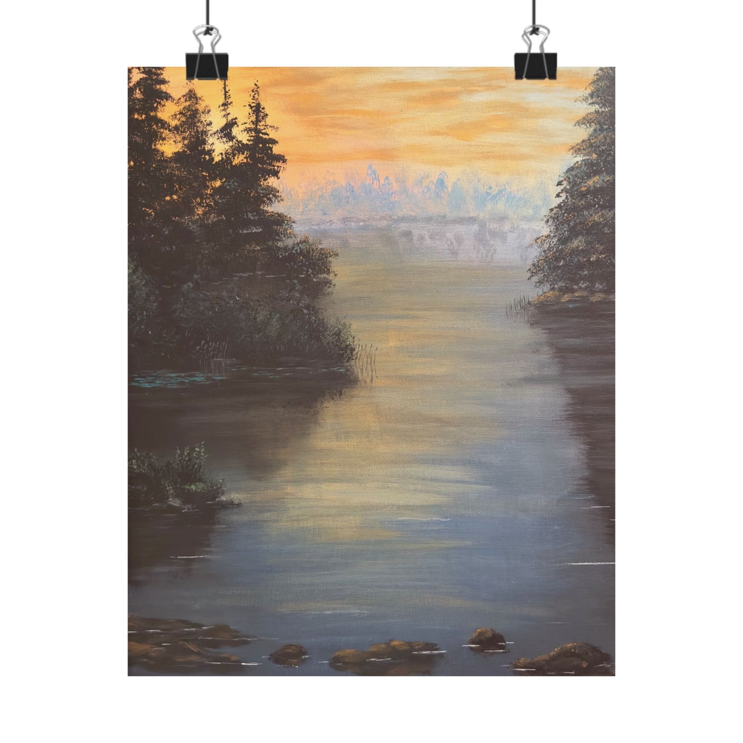 Peaceful Northwoods Lake Matte Vertical Poster. Available in sizes from 8” x 10”-20” x 24”