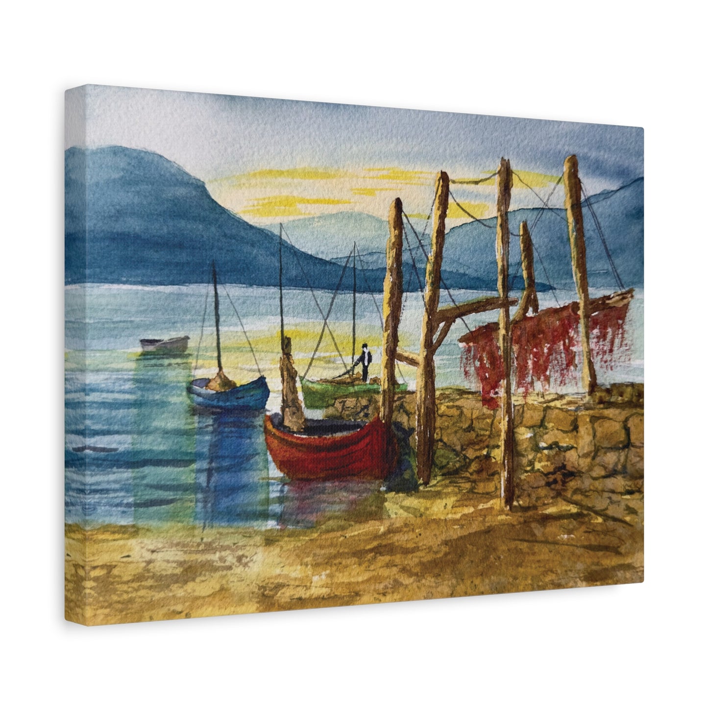 Morning Boats on the Loch Matte Canvas, Stretched, 1.25". Available in sizes from 10” x 8”-24” x 18”