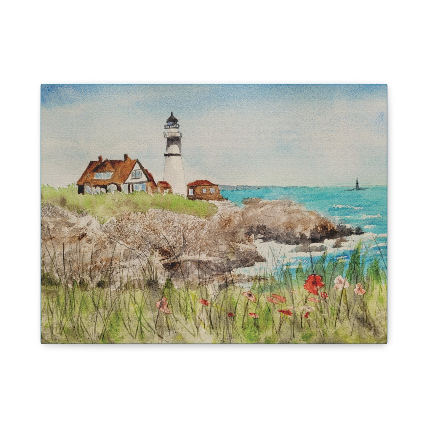 Portland Head Light Matte Canvas, Stretched, 1.25". Available in sizes 10” x 8”-20” x 16”