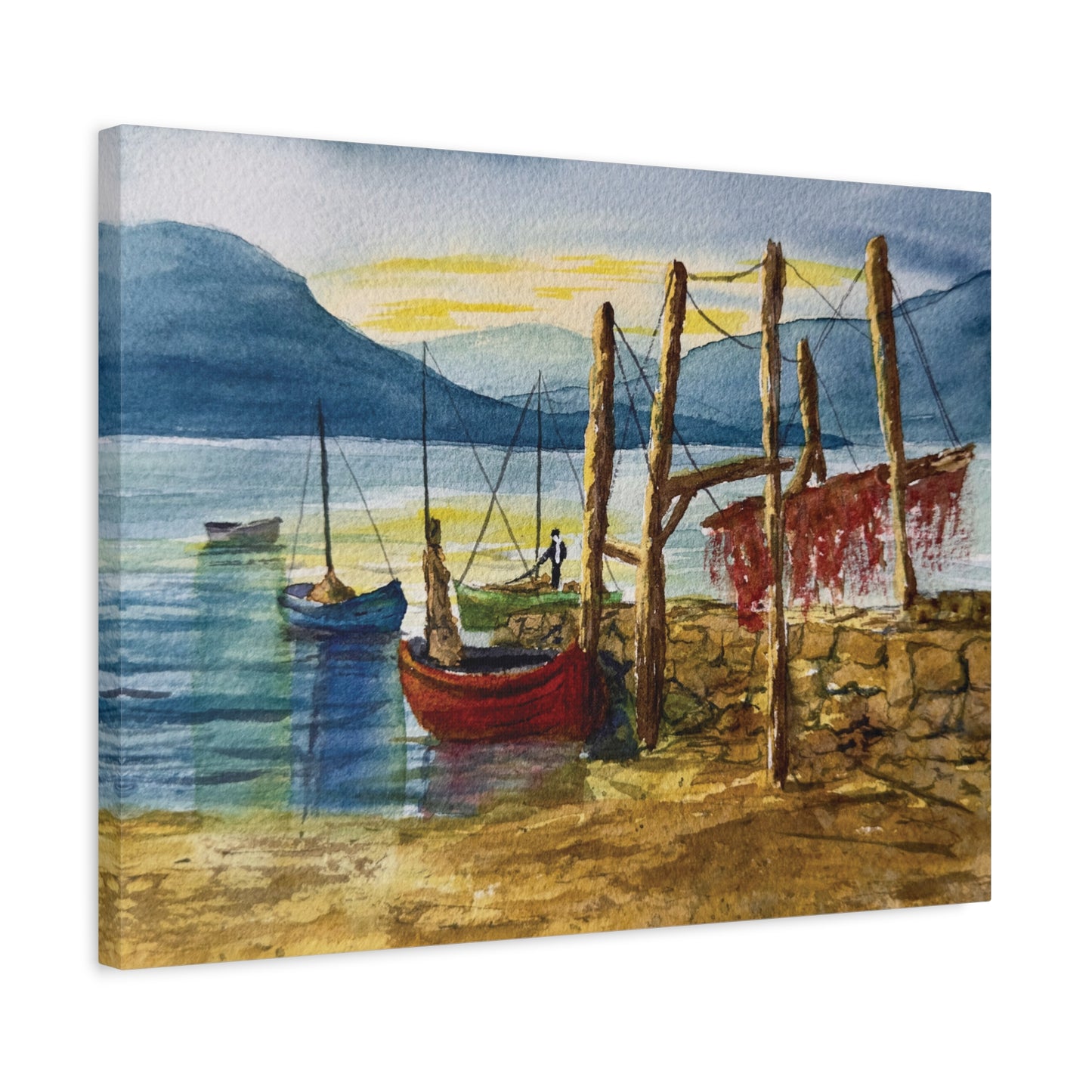 Morning Boats on the Loch Matte Canvas, Stretched, 1.25". Available in sizes from 10” x 8”-24” x 18”