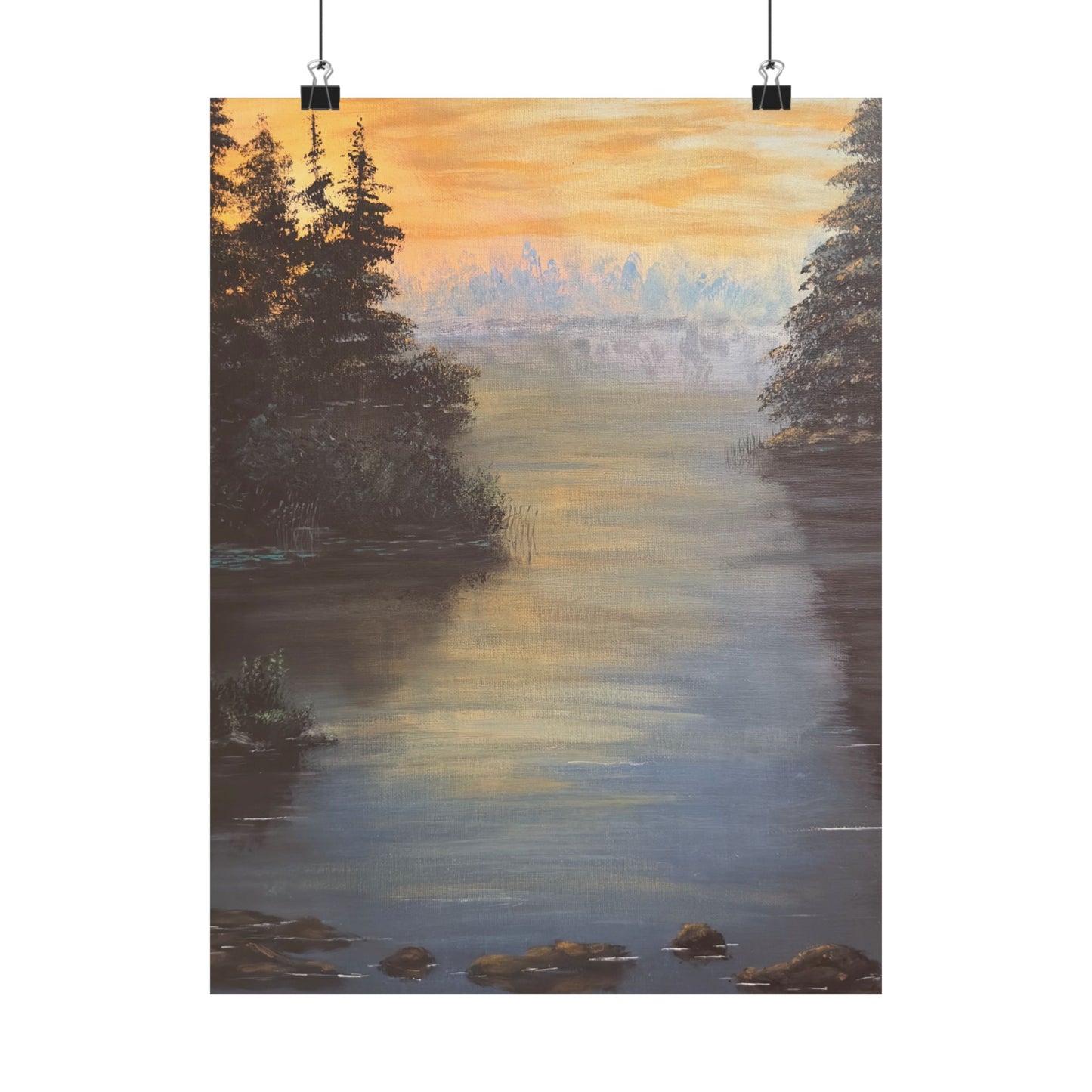 Peaceful Northwoods Lake Matte Vertical Poster. Available in sizes from 8” x 10”-20” x 24”