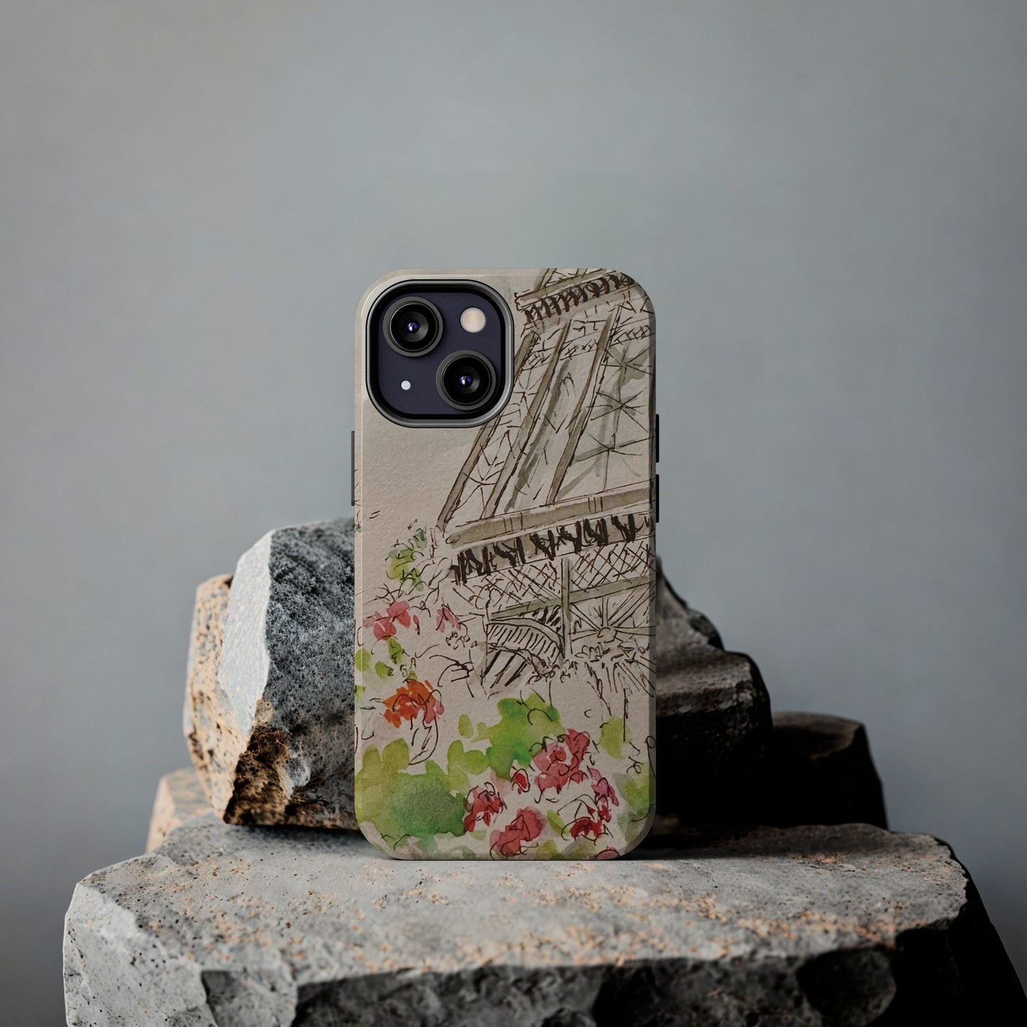 Eiffel Tower and Paris Flowers Phone Case for iPhone 15, 14, 13 and More