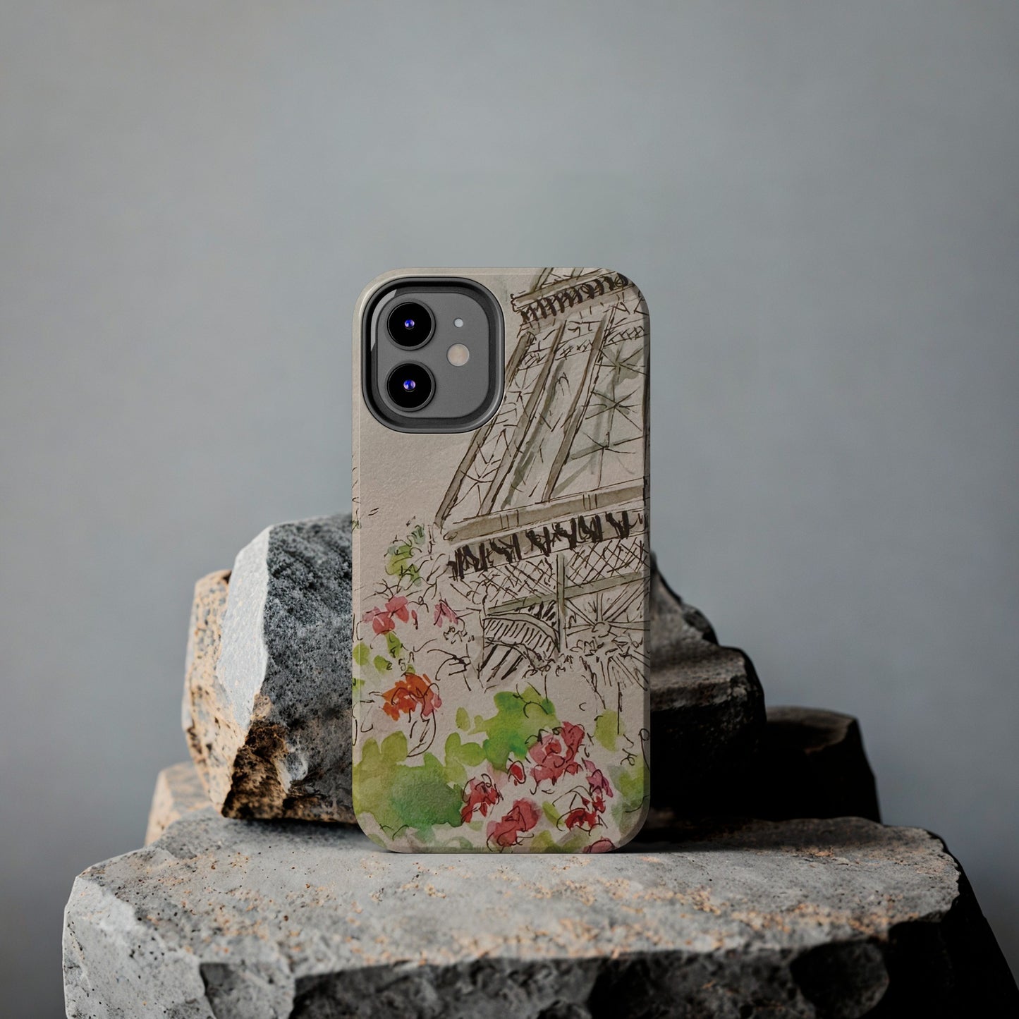 Eiffel Tower and Paris Flowers Phone Case for iPhone 15, 14, 13 and More