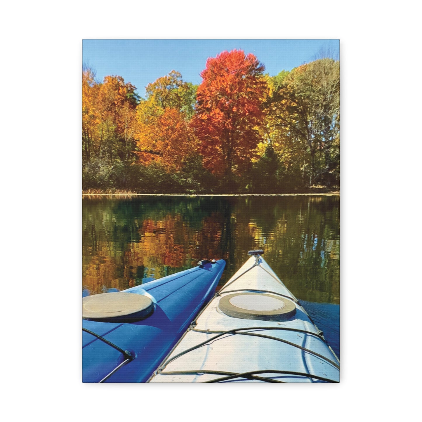Happy Together Fall Kayaking Matte Canvas, Stretched, 1.25". Available in sizes from 8” x 10”-12” x 18”