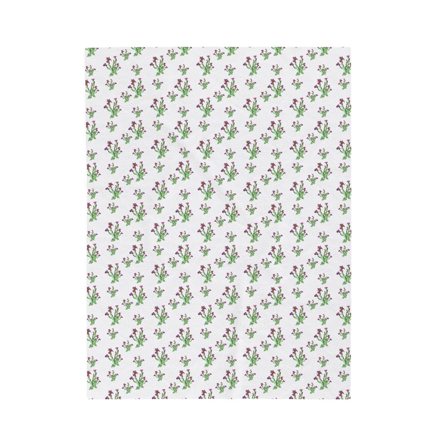 Velveteen Plush Blanket Featuring Purple Irises. Available in sizes from 30” x 40”-60” x 80”