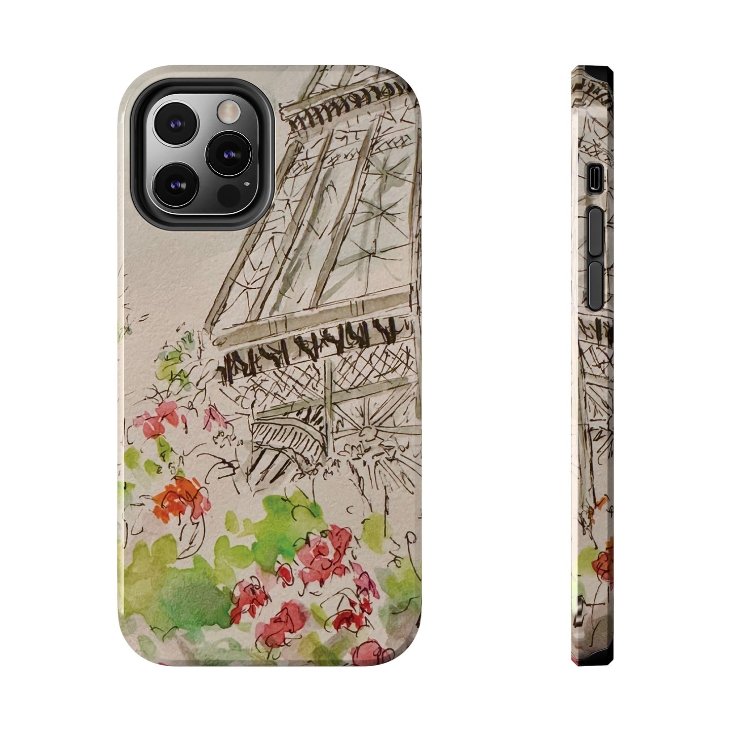 Eiffel Tower and Paris Flowers Phone Case for iPhone 15, 14, 13 and More