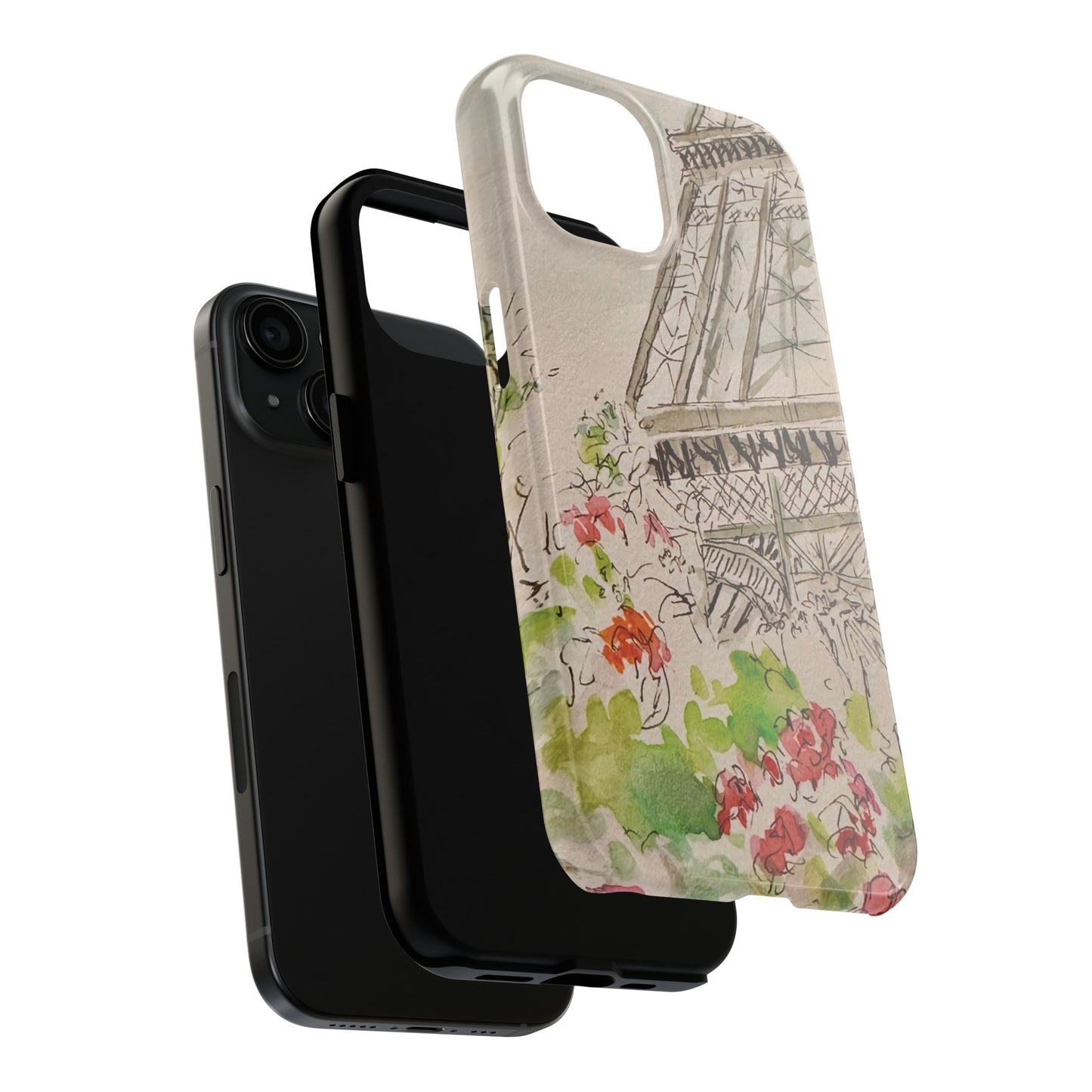 Eiffel Tower and Paris Flowers Phone Case for iPhone 15, 14, 13 and More