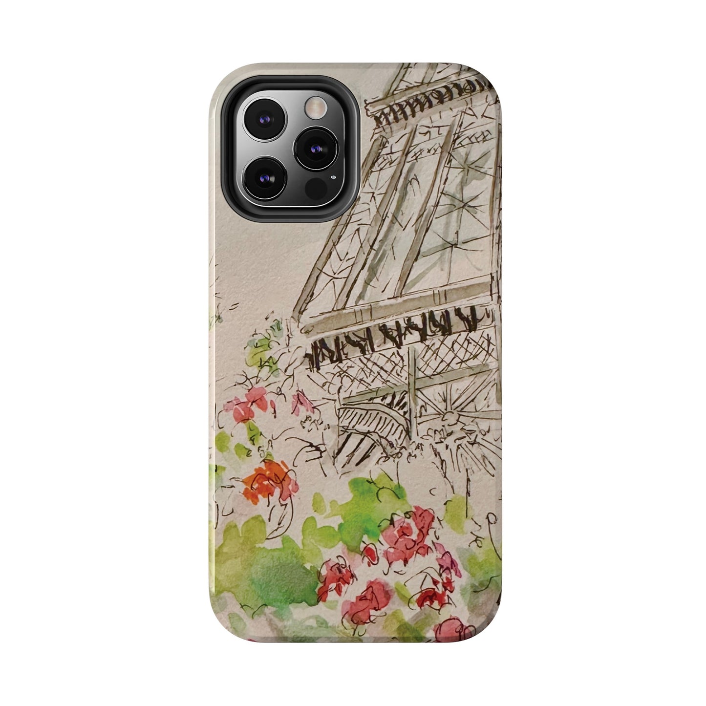 Eiffel Tower and Paris Flowers Phone Case for iPhone 15, 14, 13 and More