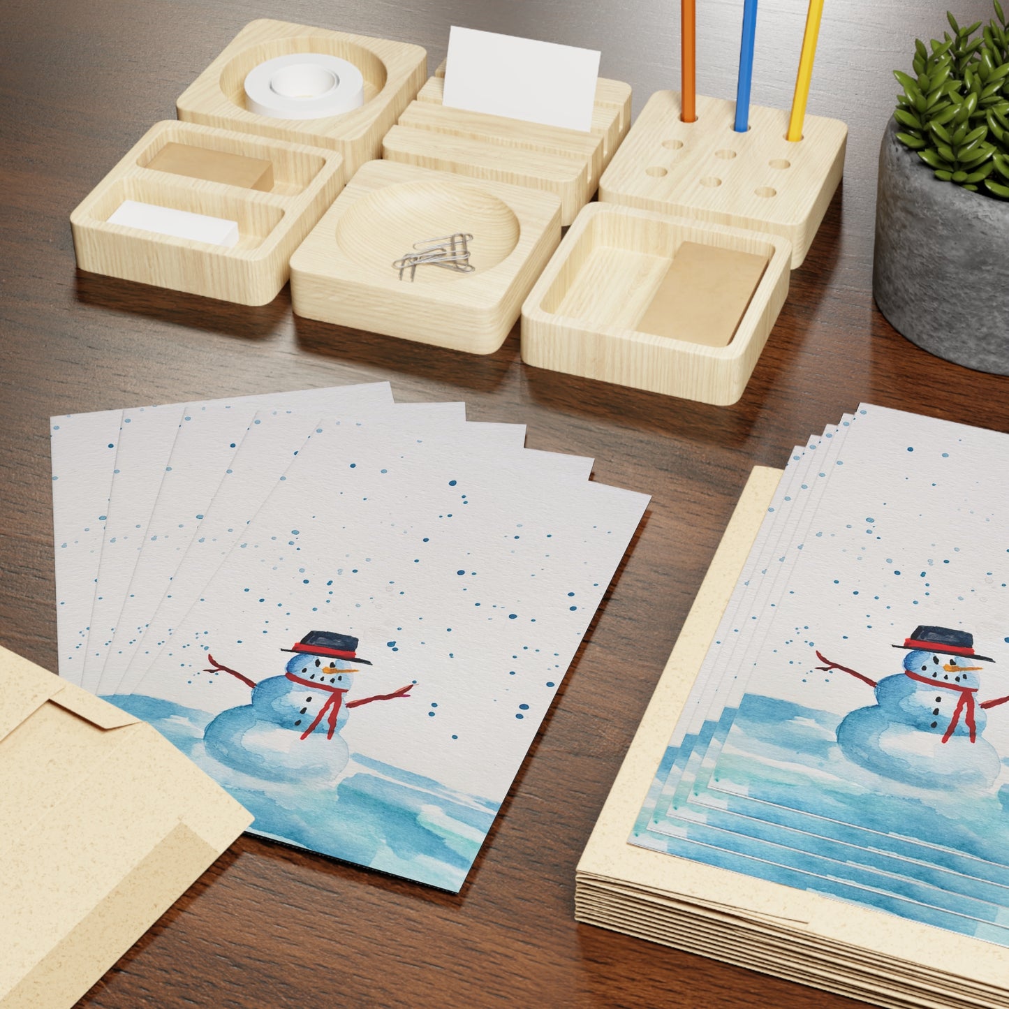 Holiday Snowman Greeting Cards (10-pcs)