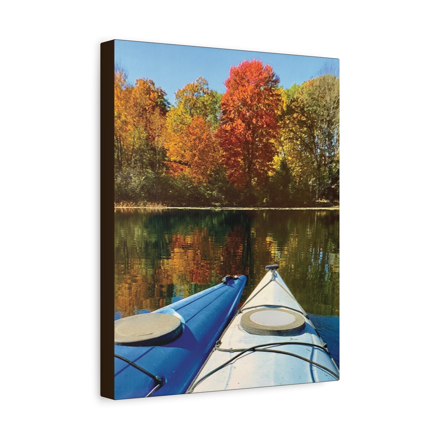 Happy Together Fall Kayaking Matte Canvas, Stretched, 1.25". Available in sizes from 8” x 10”-12” x 18”