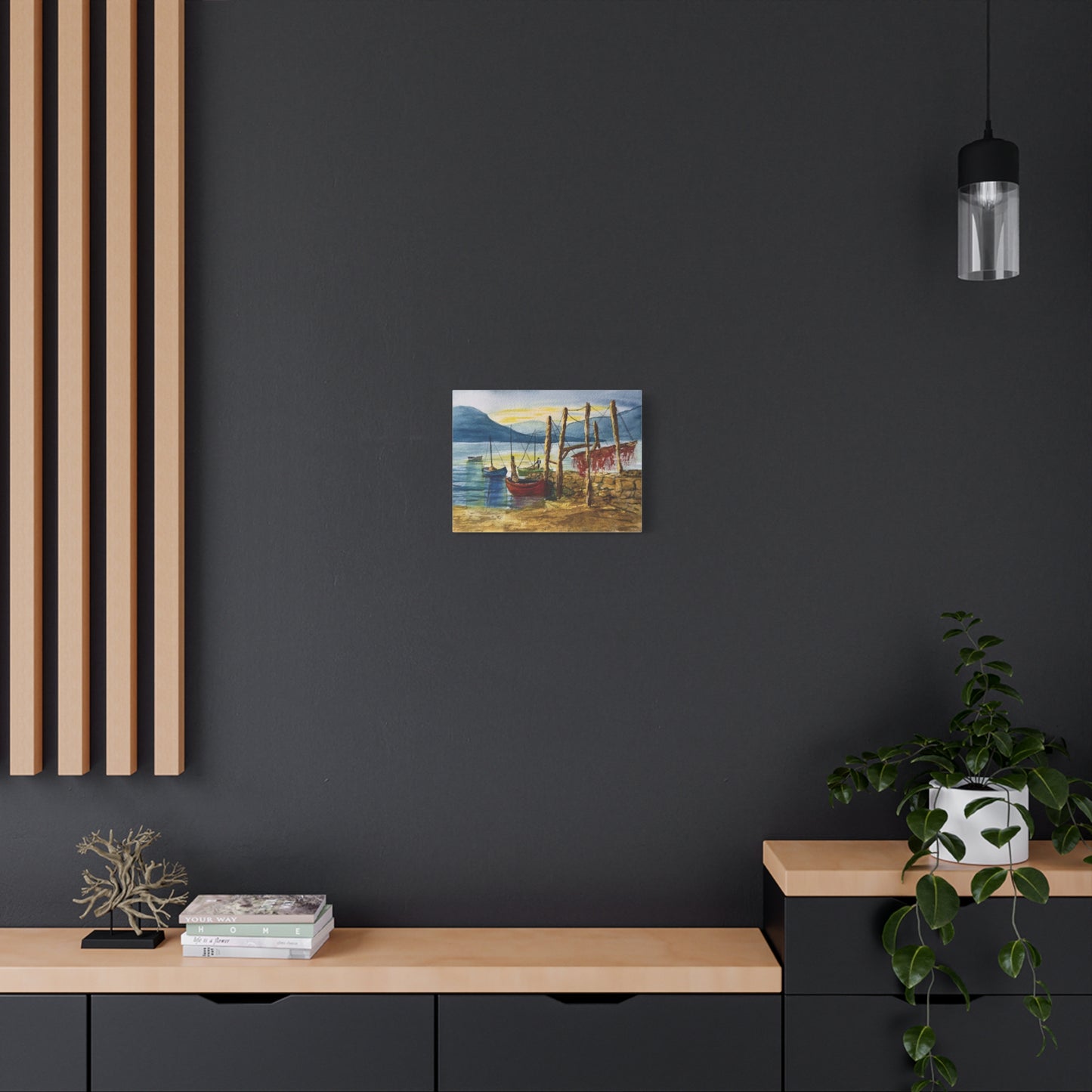 Morning Boats on the Loch Matte Canvas, Stretched, 1.25". Available in sizes from 10” x 8”-24” x 18”