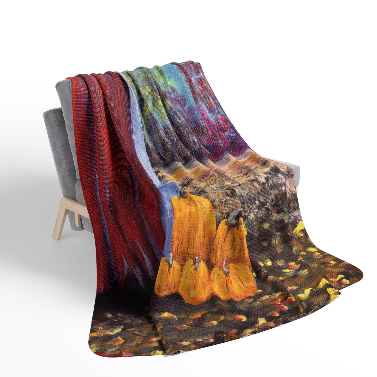 Fall Gathering Fleece Sherpa Blanket. Available in sizes from 50” x 60”-60” x 80”