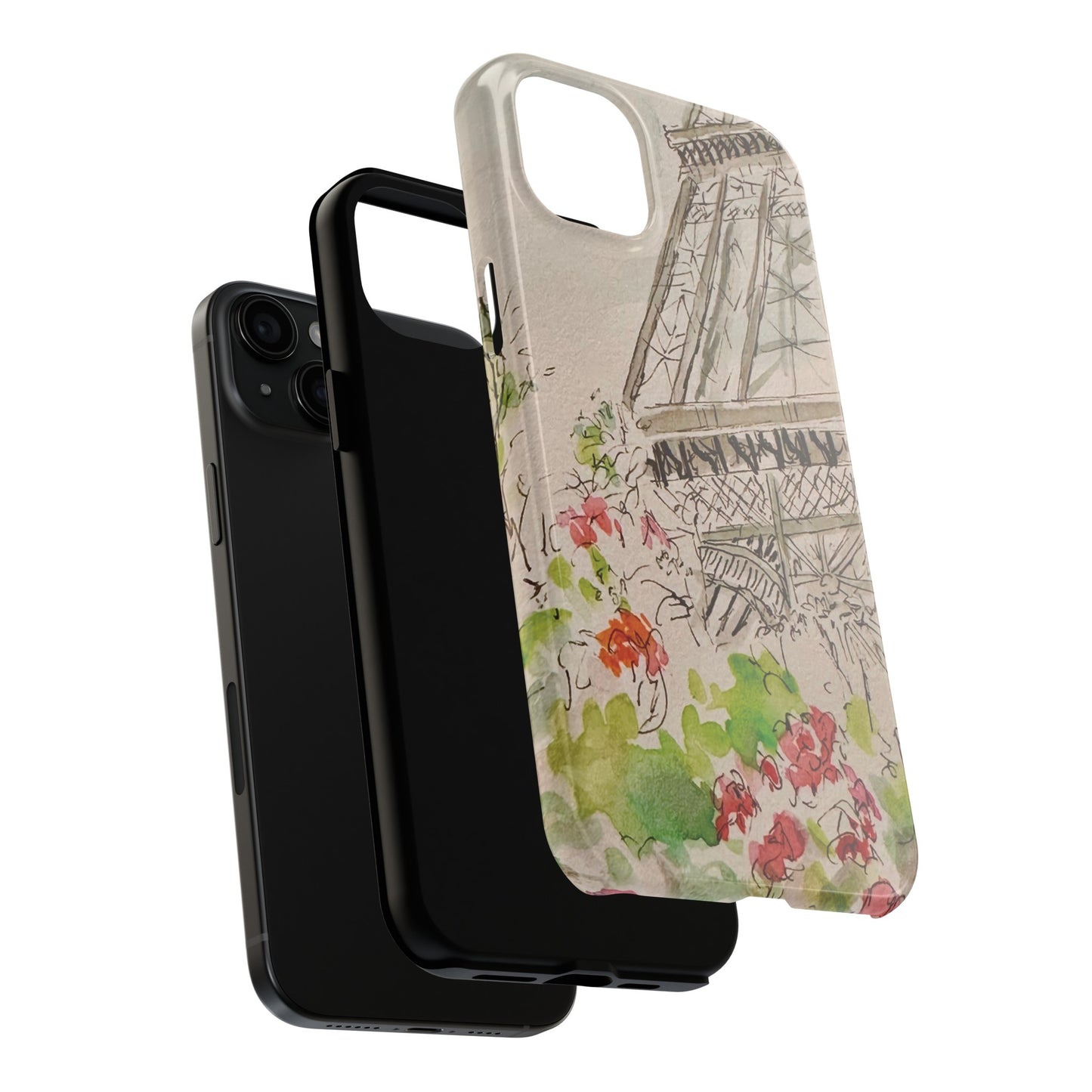 Eiffel Tower and Paris Flowers Phone Case for iPhone 15, 14, 13 and More