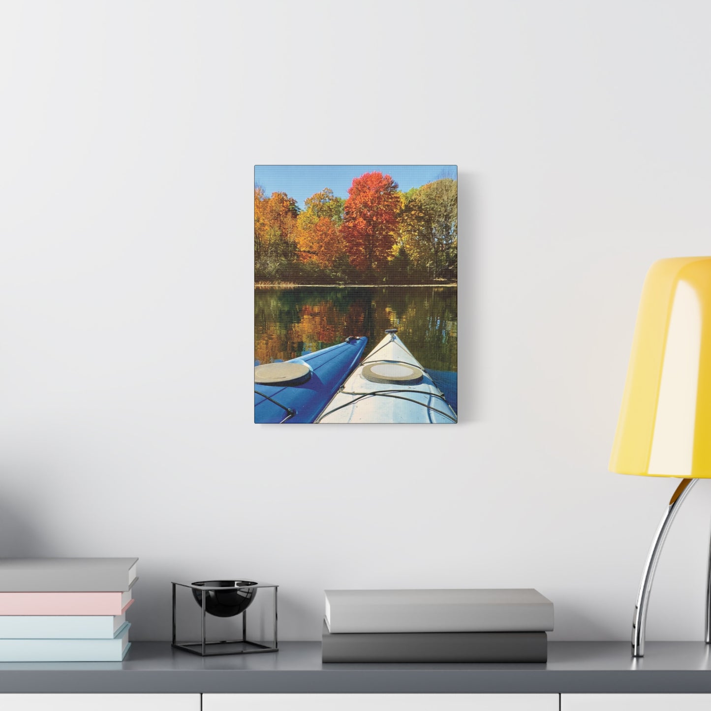 Happy Together Fall Kayaking Matte Canvas, Stretched, 1.25". Available in sizes from 8” x 10”-12” x 18”