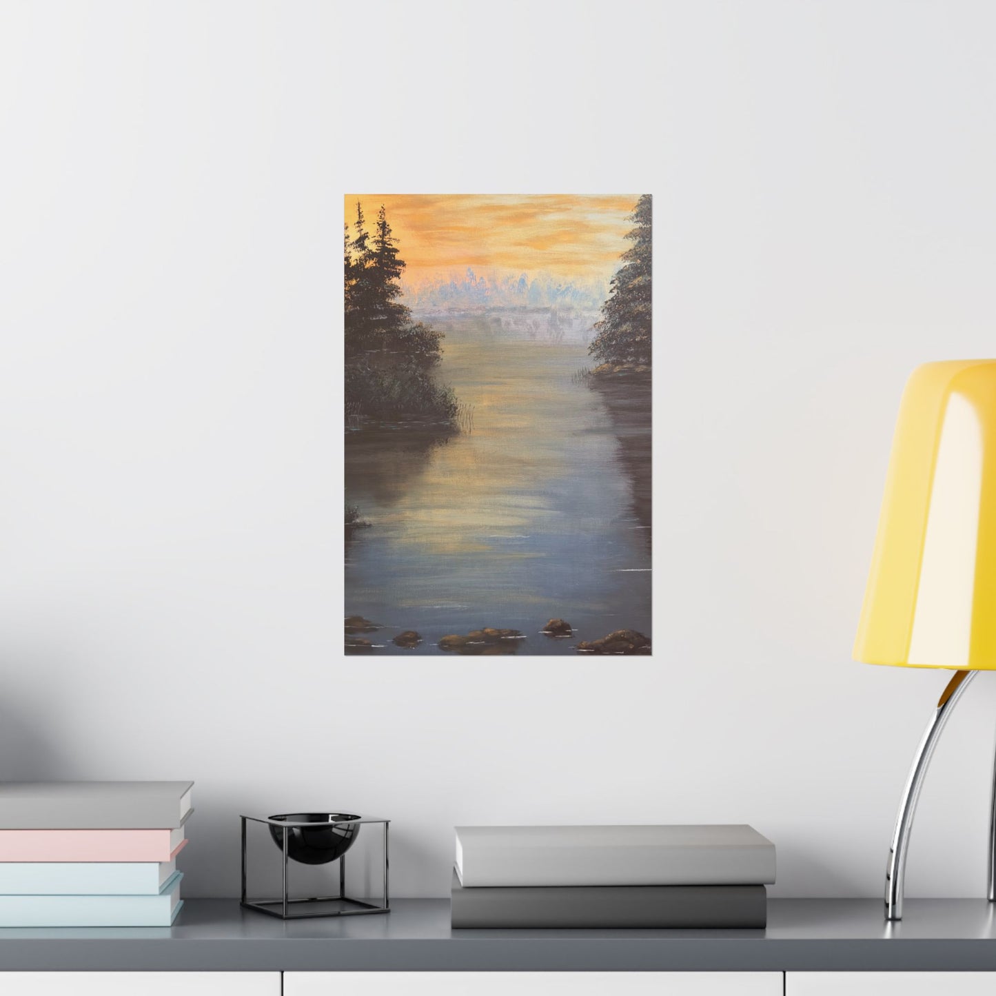 Peaceful Northwoods Lake Matte Vertical Poster. Available in sizes from 8” x 10”-20” x 24”