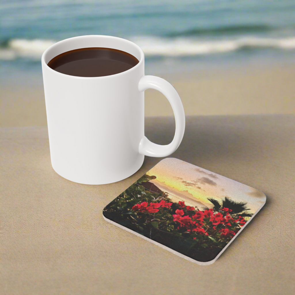 Island Sunset Cork Back Coaster