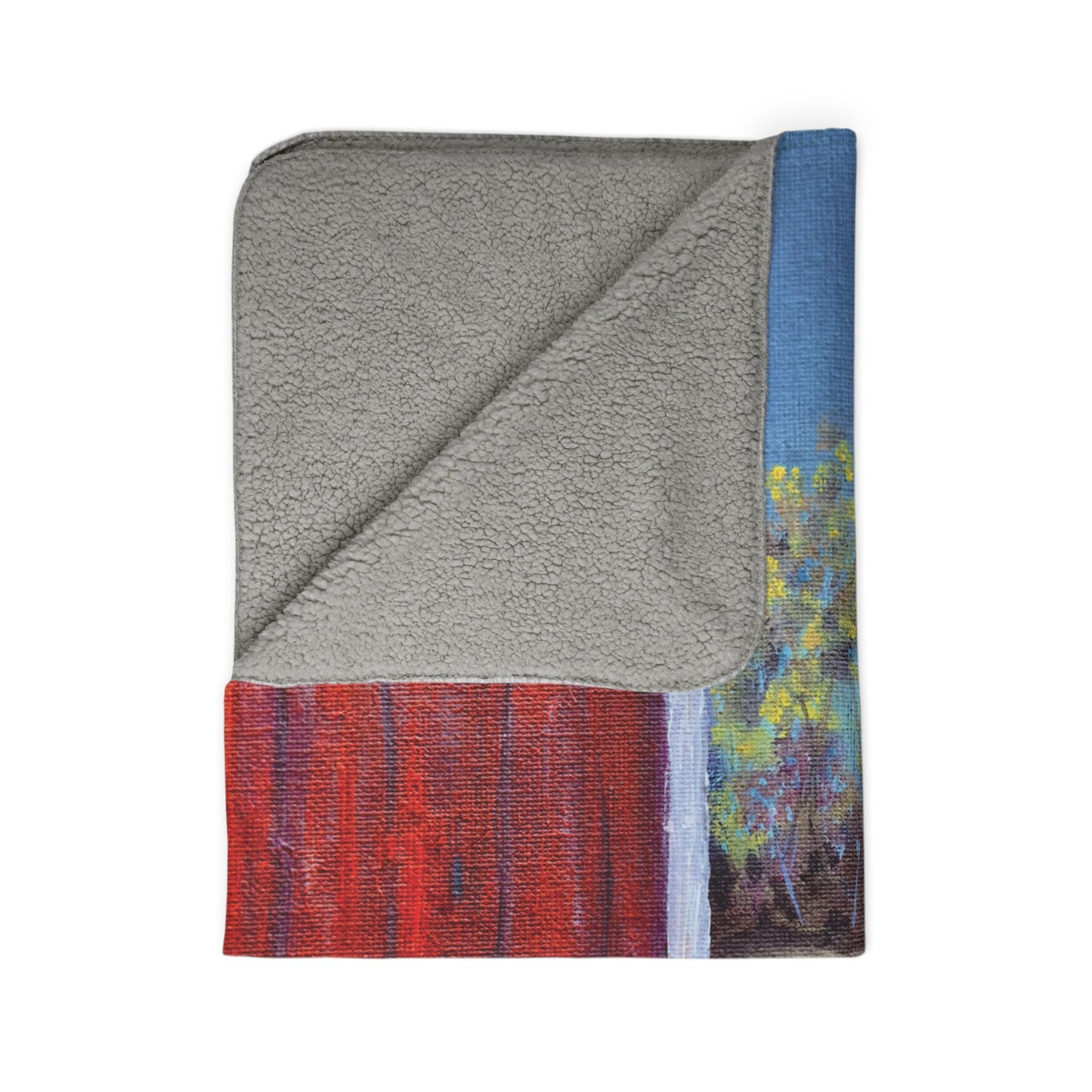 Fall Gathering Fleece Sherpa Blanket. Available in sizes from 50” x 60”-60” x 80”