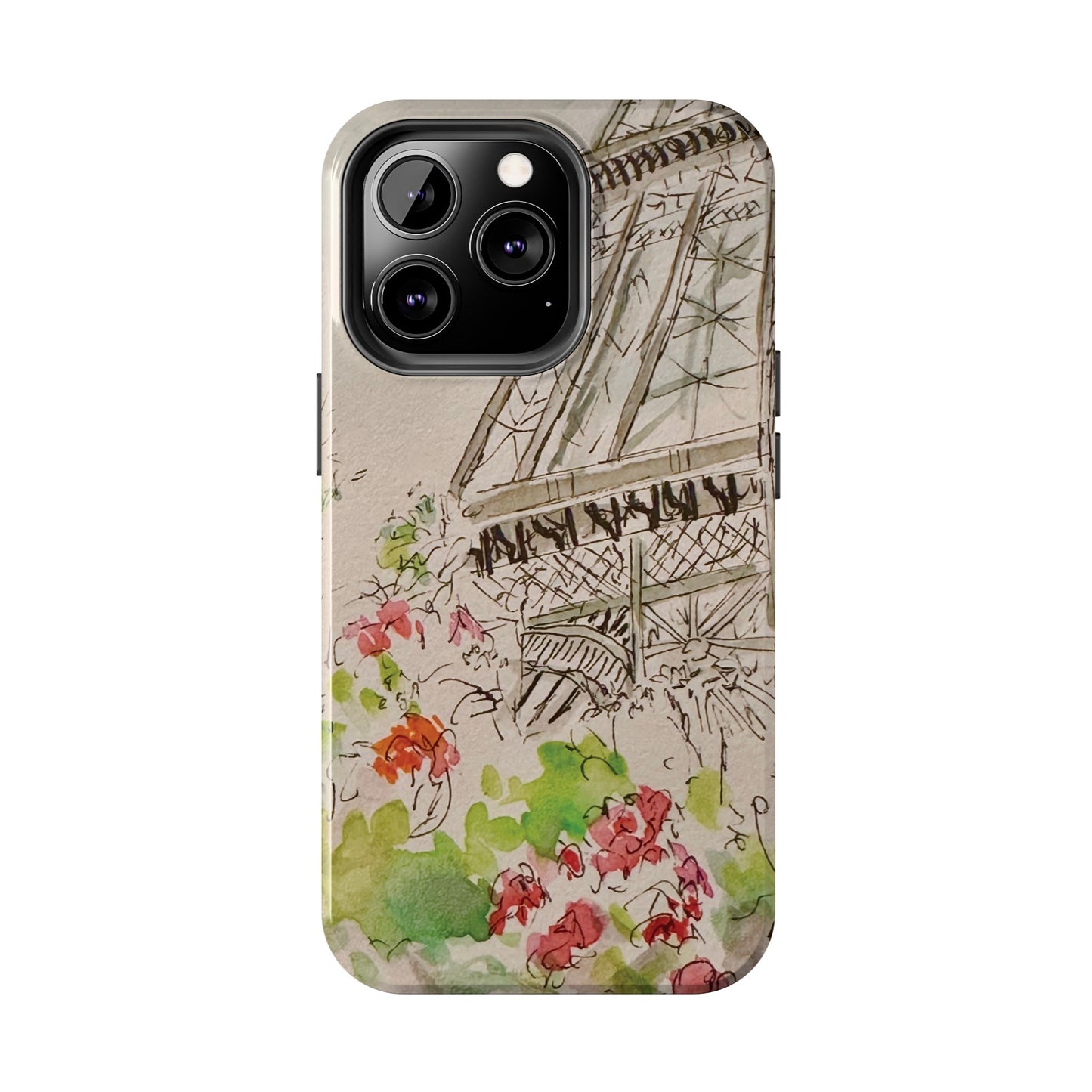 Eiffel Tower and Paris Flowers Phone Case for iPhone 15, 14, 13 and More