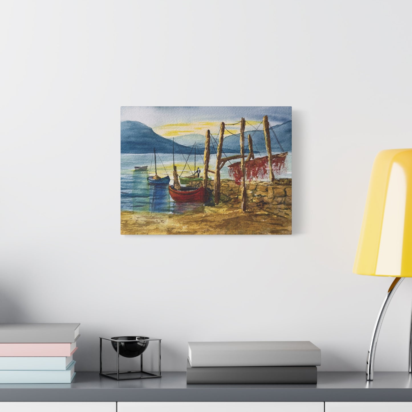Morning Boats on the Loch Matte Canvas, Stretched, 1.25". Available in sizes from 10” x 8”-24” x 18”