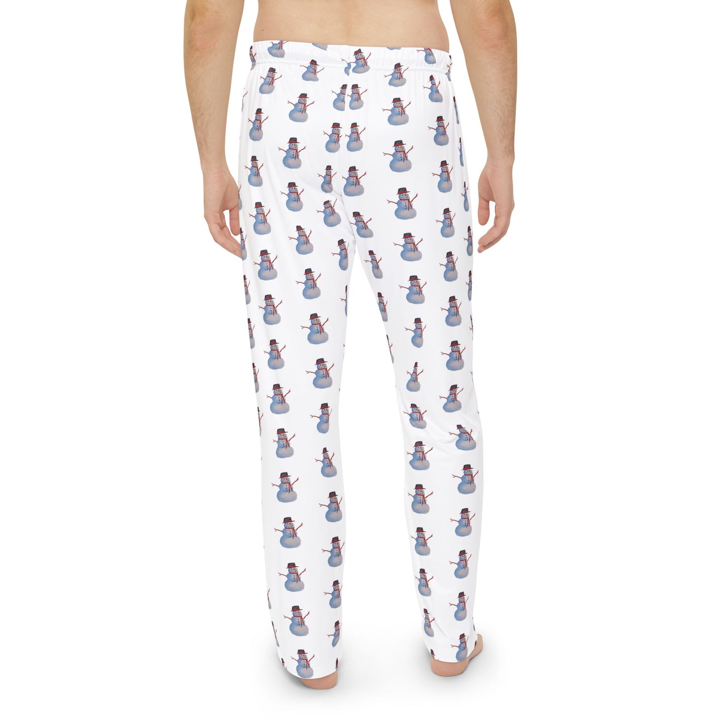 Comfy Men's Whimsical Snowman Pajama Pants. Available in sizes from XS-4XL