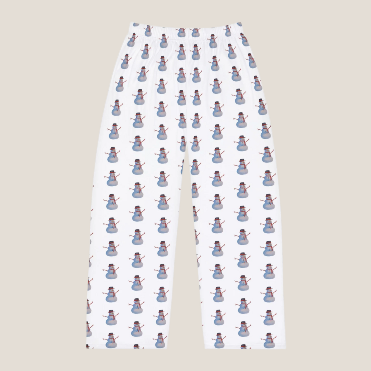 Comfy Men's Whimsical Snowman Pajama Pants. Available in sizes from XS-4XL