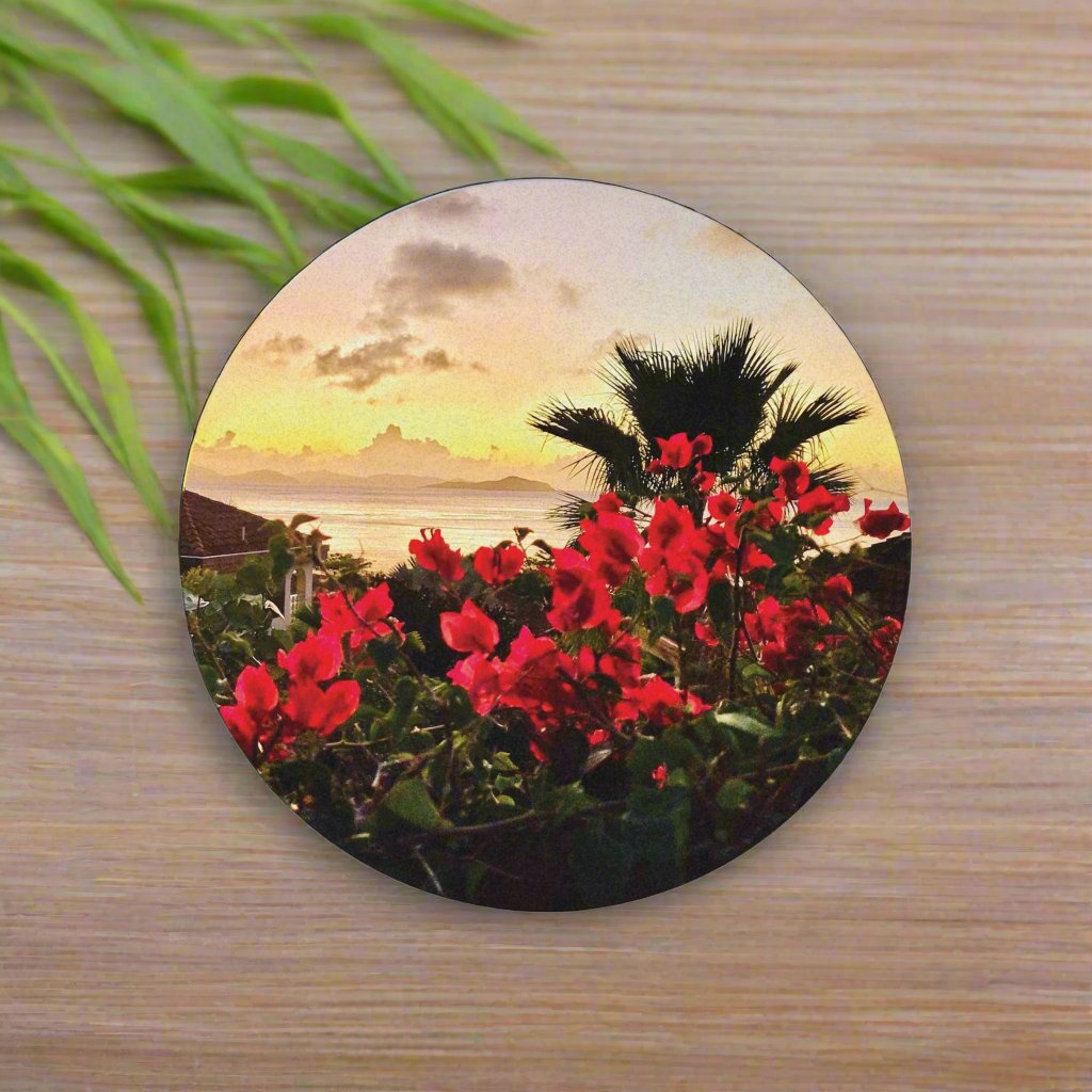 Island Sunset Cork Back Coaster