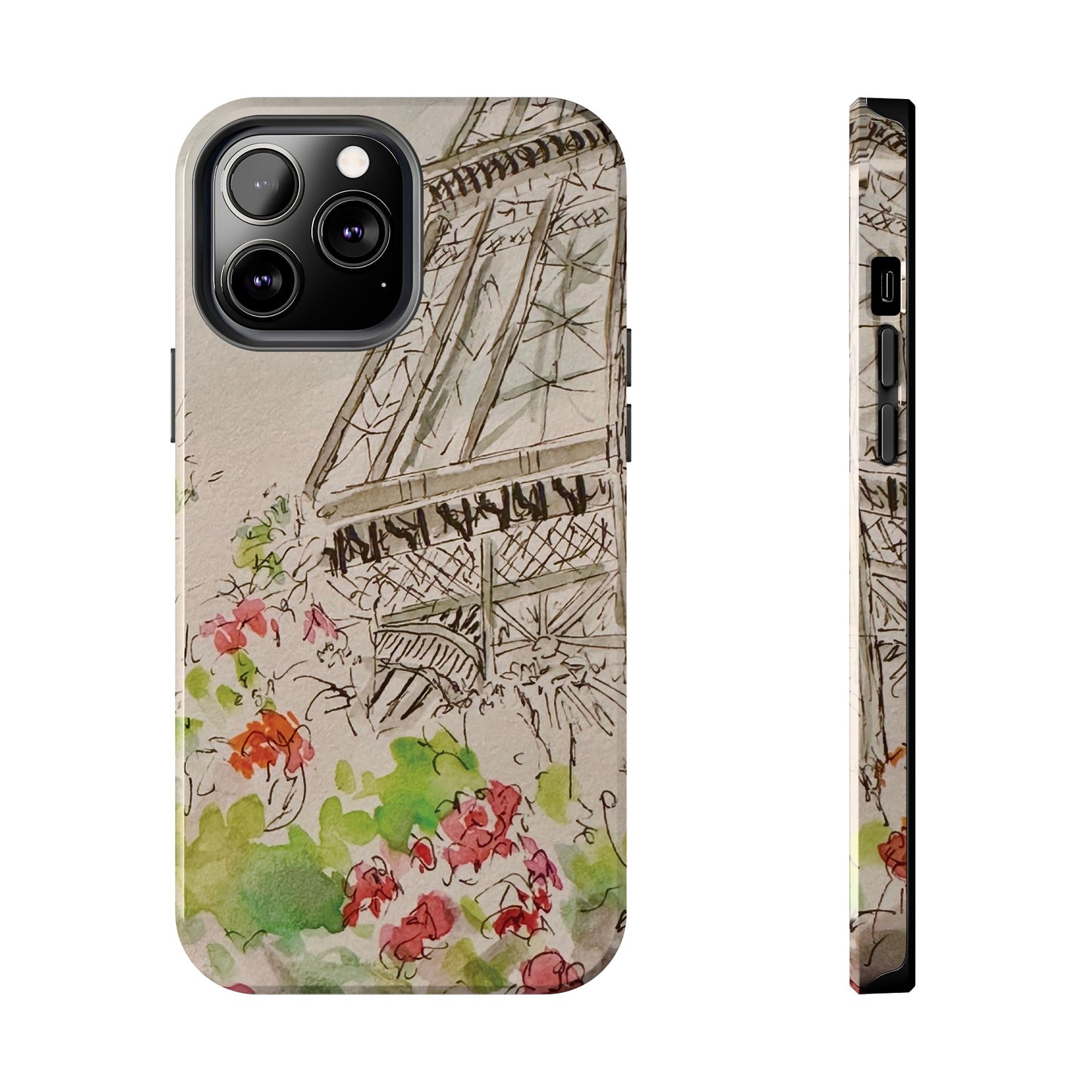 Eiffel Tower and Paris Flowers Phone Case for iPhone 15, 14, 13 and More
